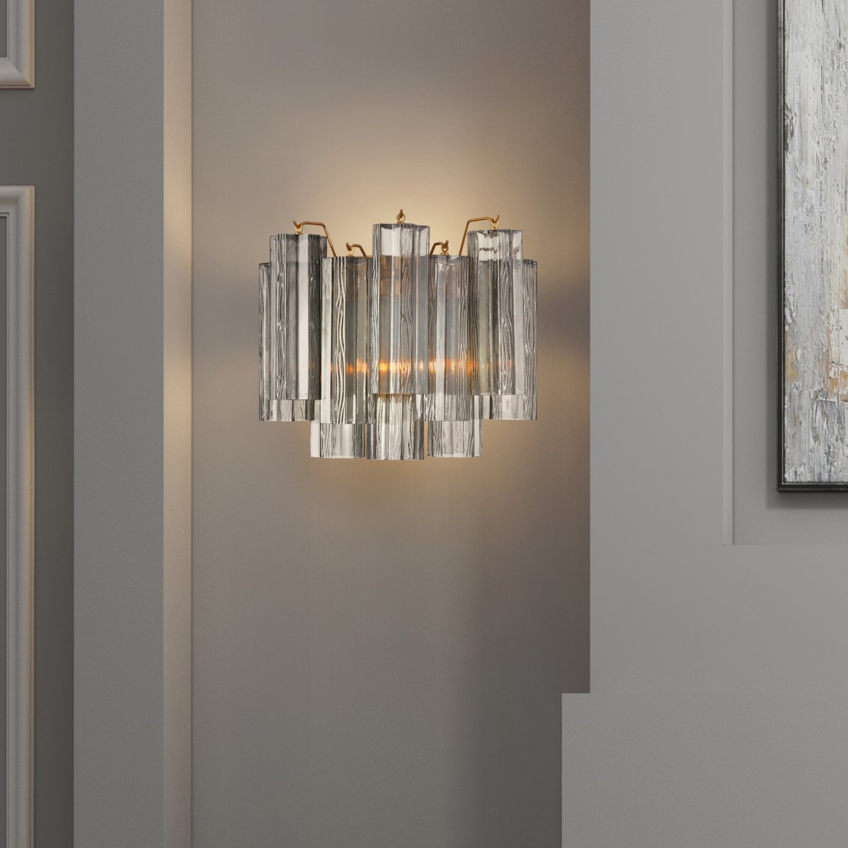 Aurora Wall Light Tronchi Glass Tube Tiered Amber Modern - Blowlighting