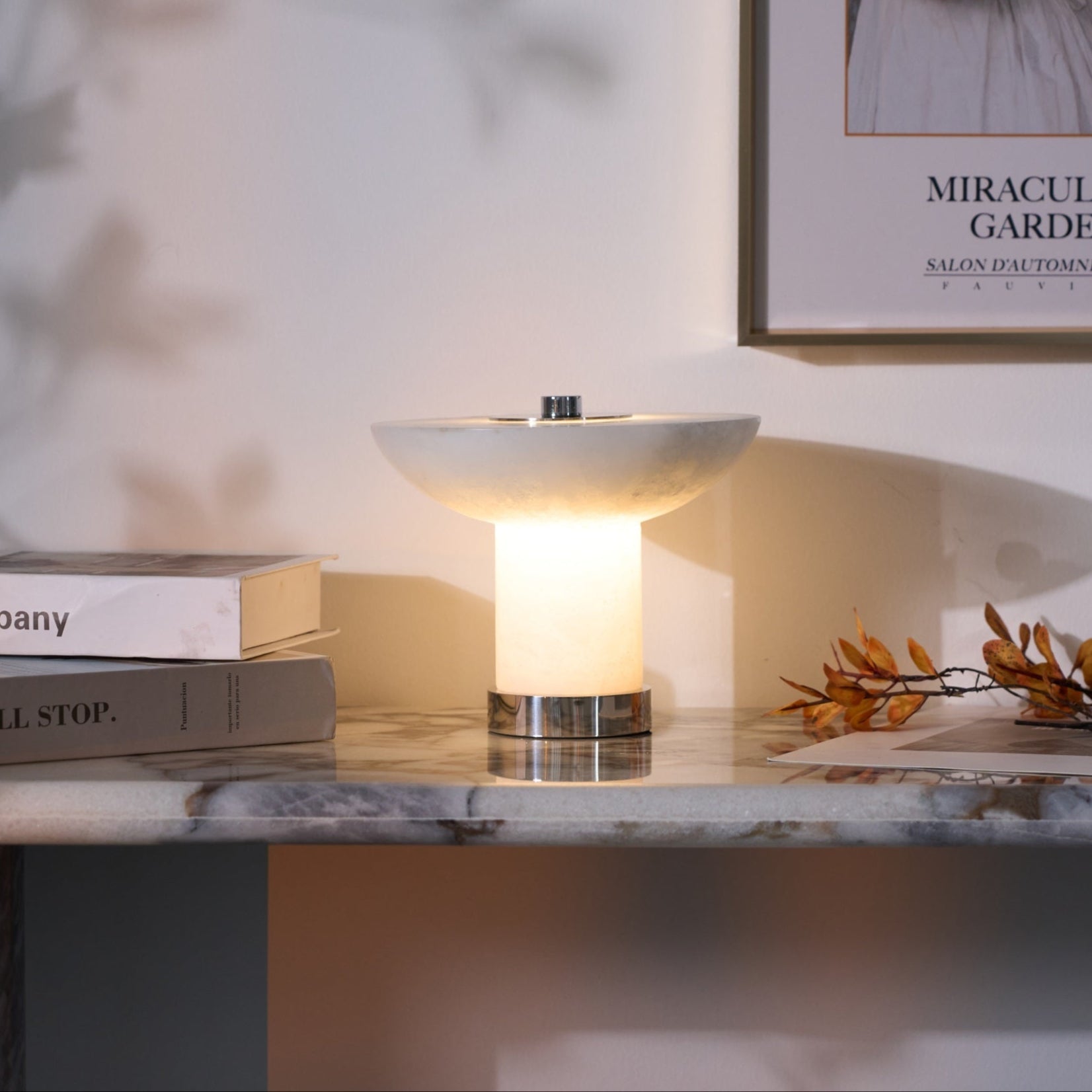 Eurnoran Mushroom Shaped Alabaster Table Lamp - Blowlighting