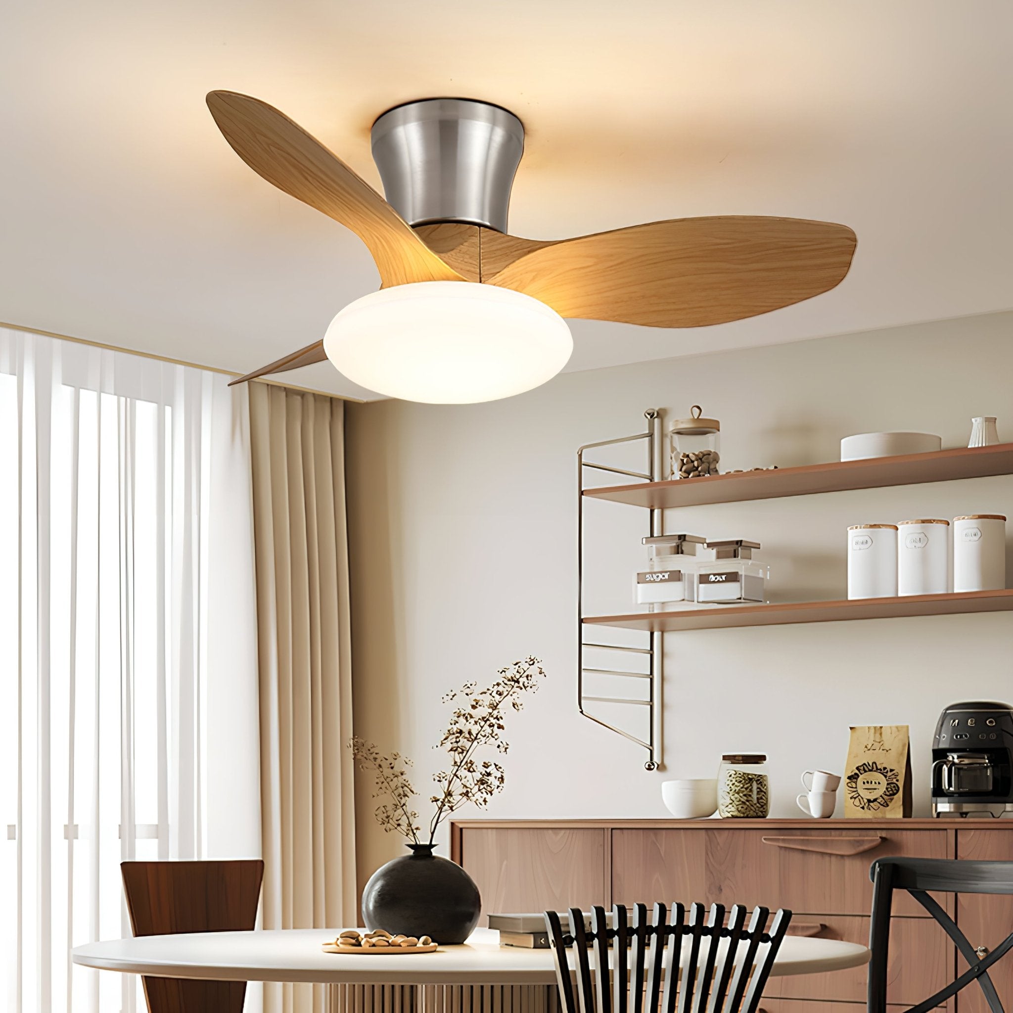 Velora Modern Wood Ceiling Fan Light - Blowlighting
