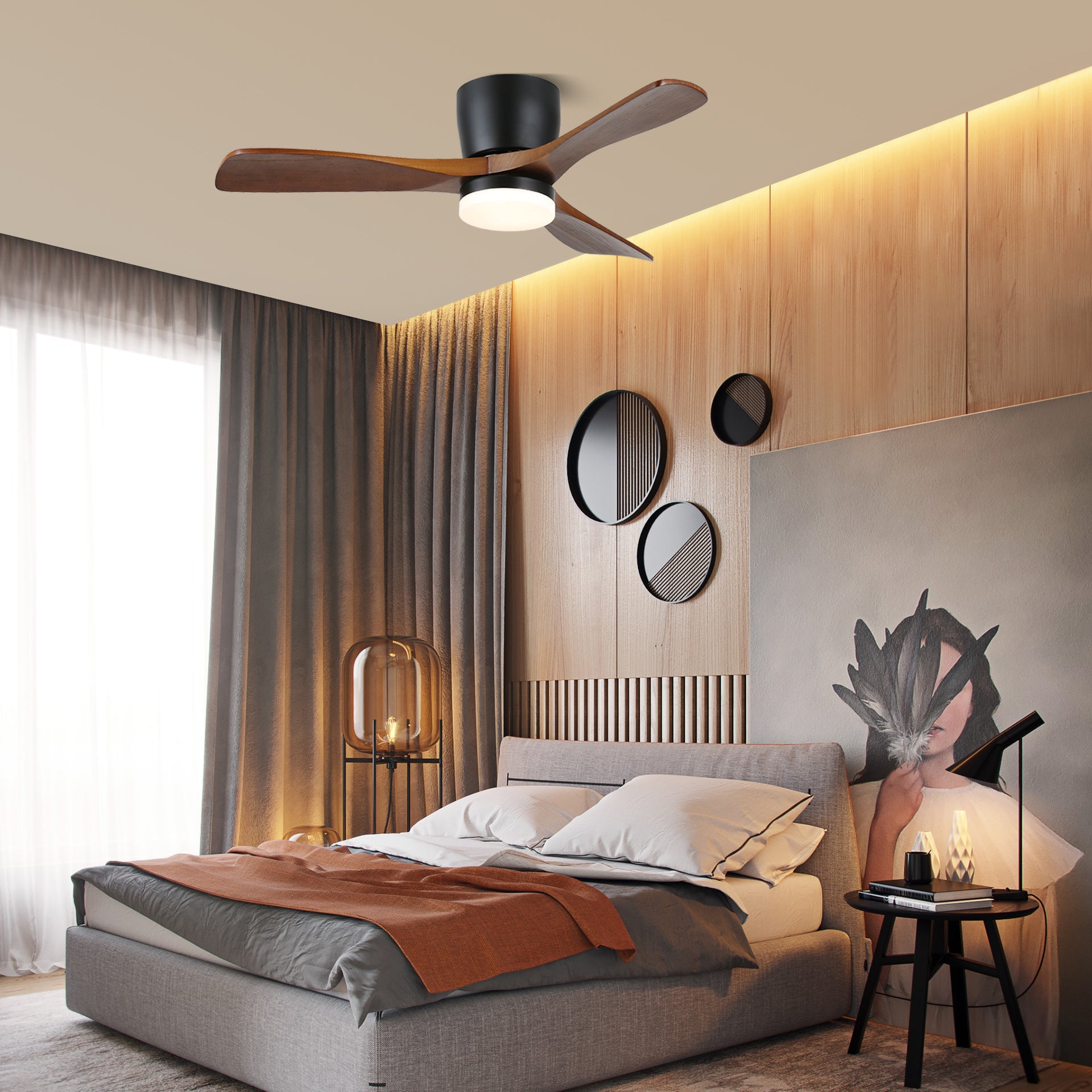 Nerio Minimalist Wood Ceiling Fan Light - Blowlighting