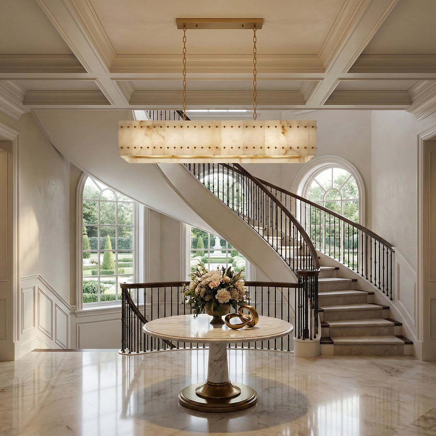 Akoya Contemporary Art Alabaster Cube Alabaster Chandelier