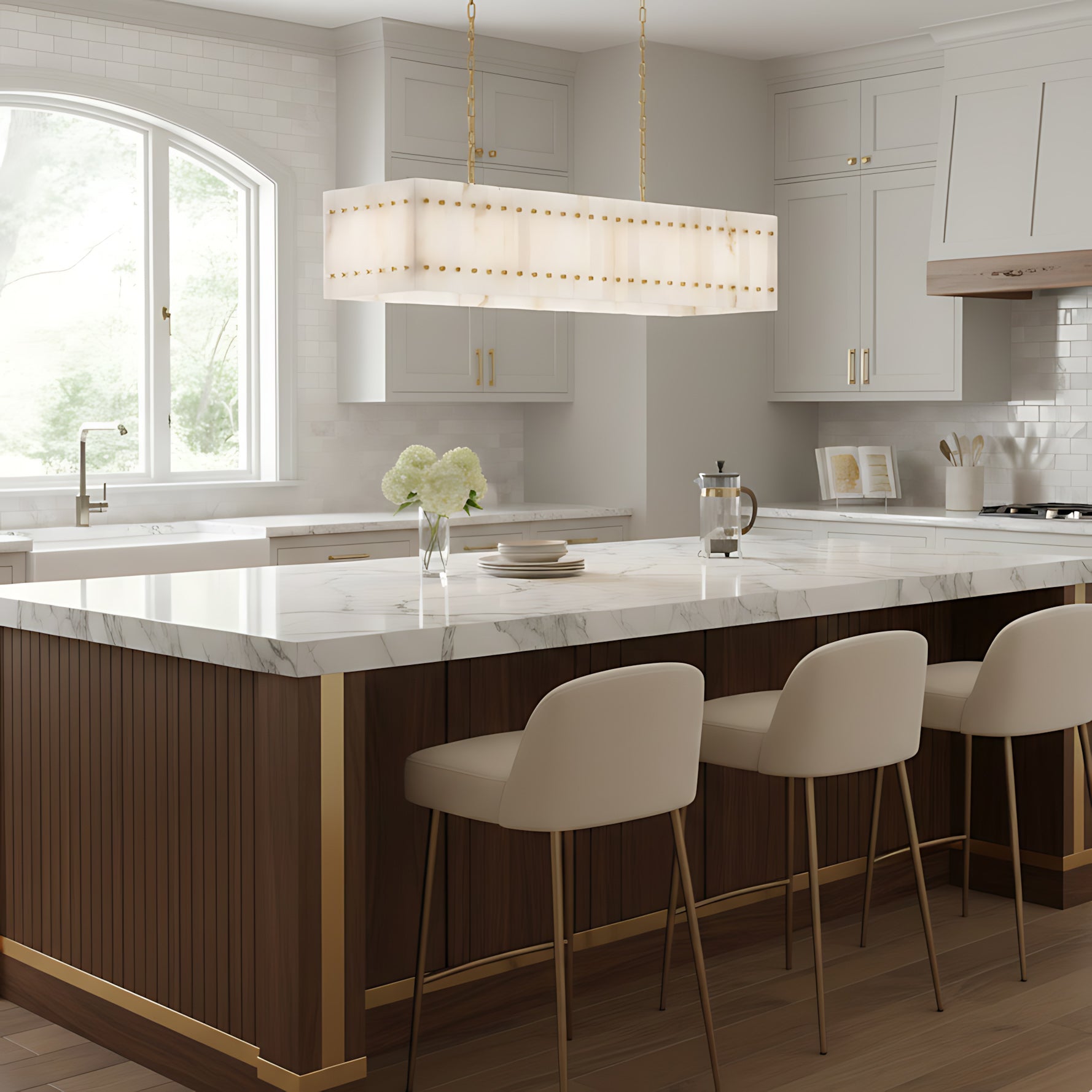 Akoya Contemporary Art Alabaster Cube Alabaster Chandelier