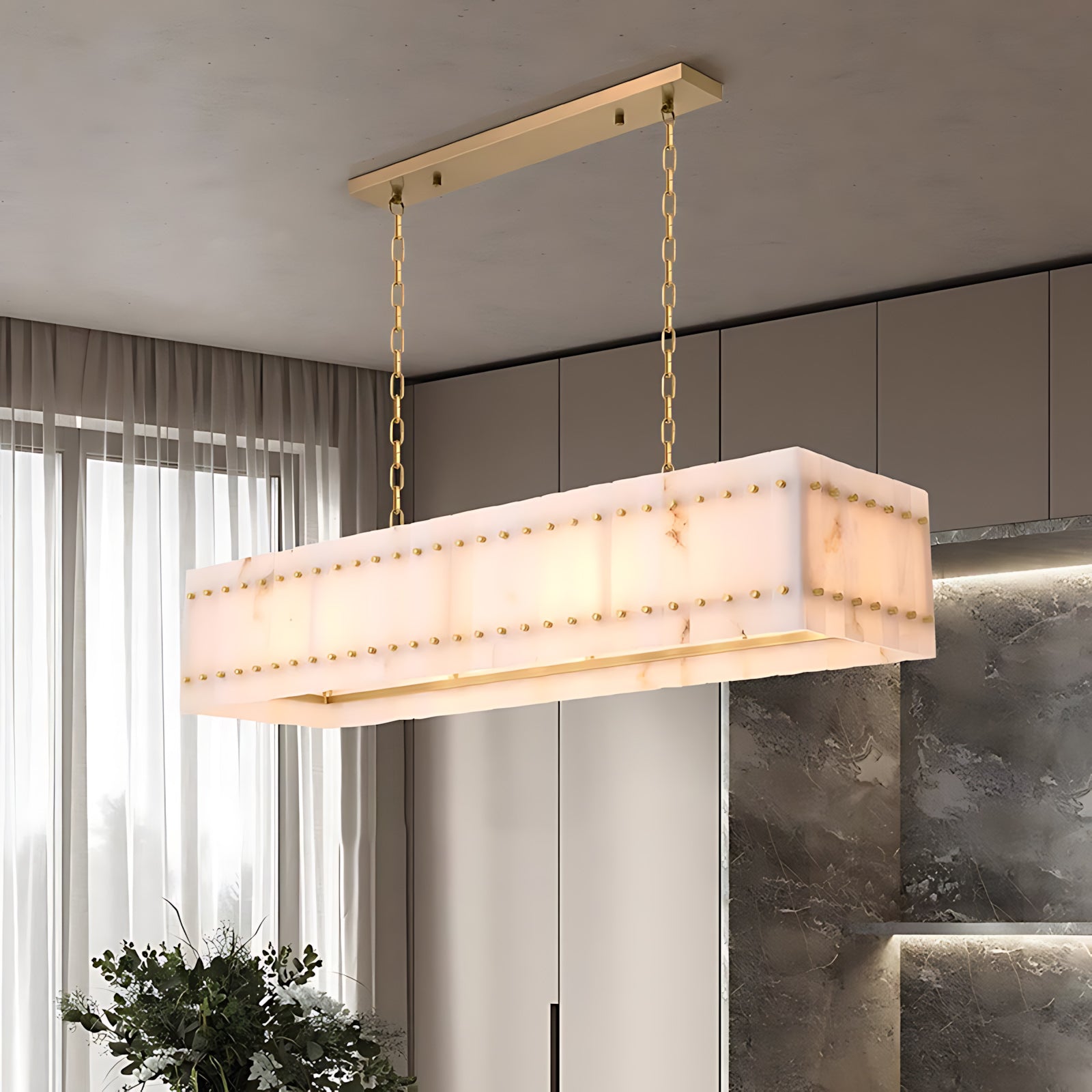 Akoya Contemporary Art Alabaster Cube Alabaster Chandelier
