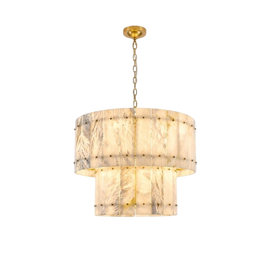 Akoya Contemporary Alabaster Art Round Alabaster Chandelier