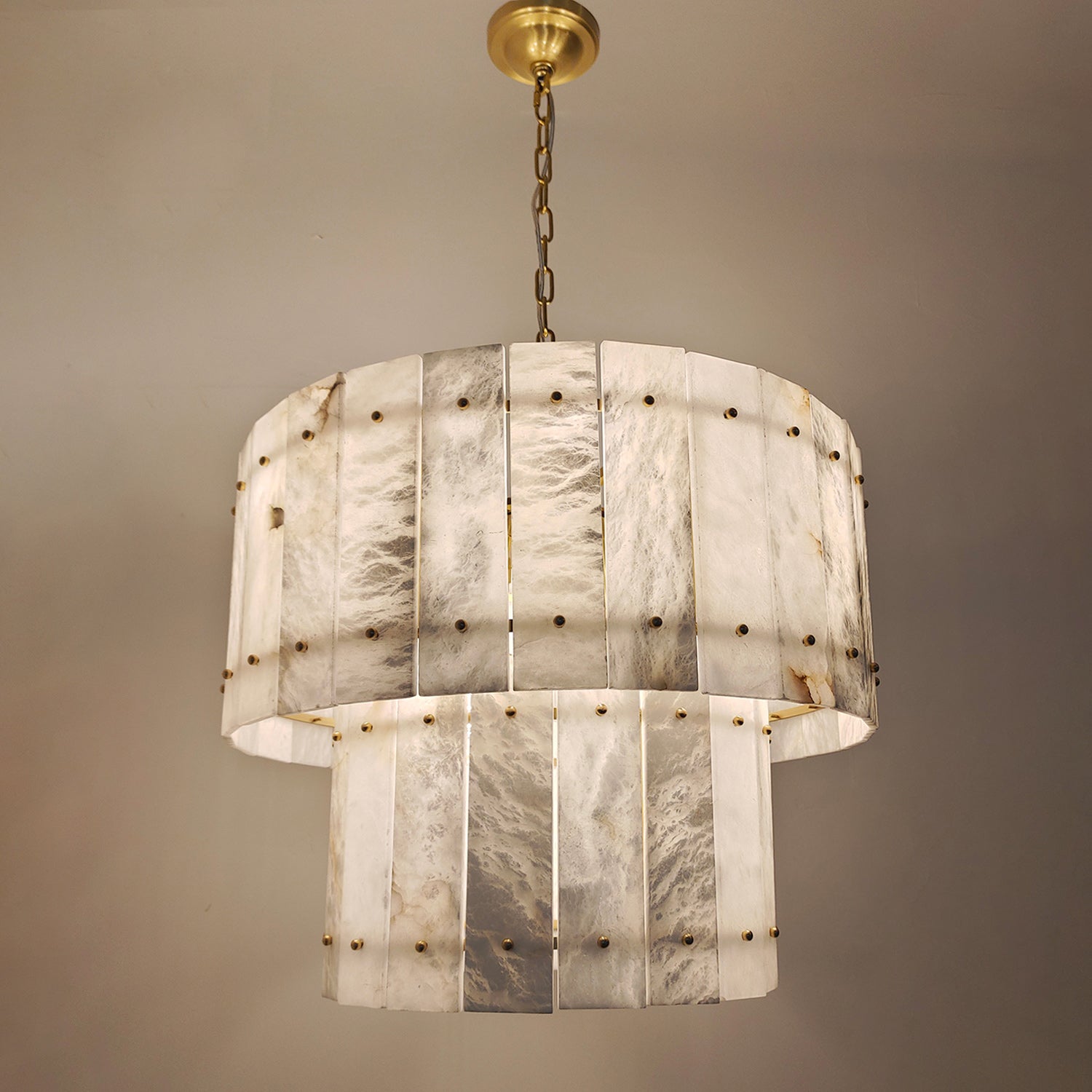 Akoya Contemporary Alabaster Art Round Alabaster Chandelier