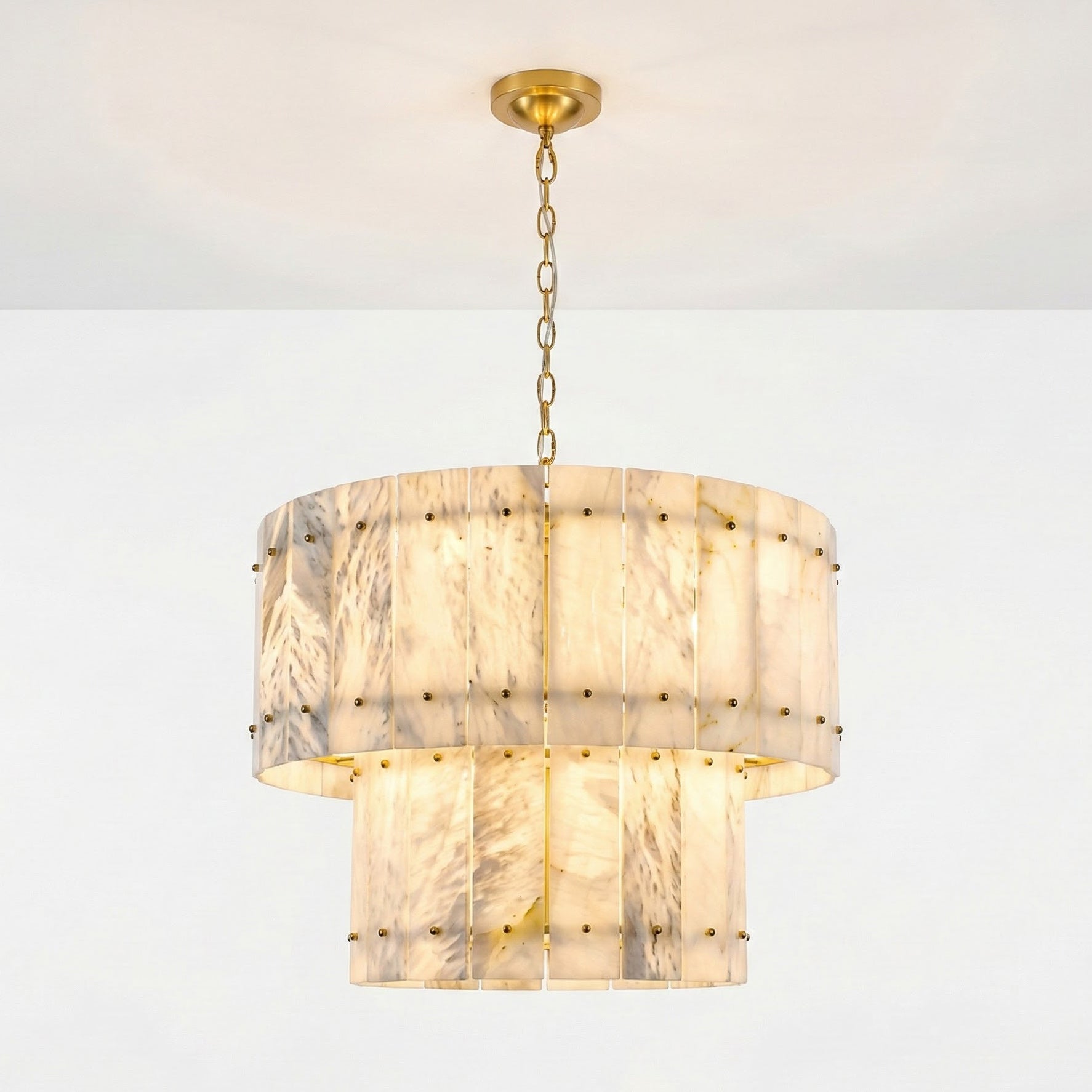 Akoya Contemporary Alabaster Art Round Alabaster Chandelier