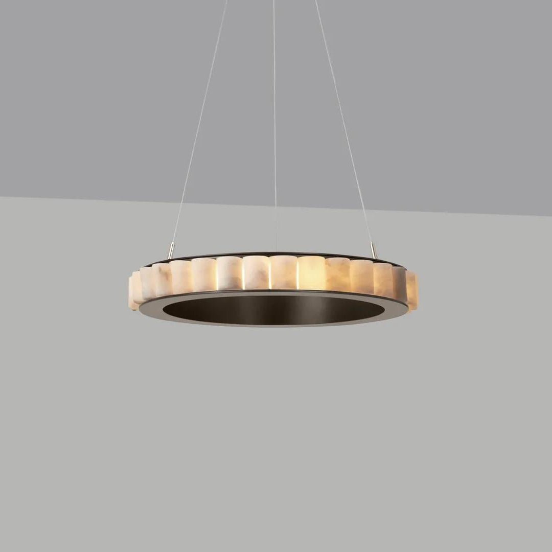 Orion Double Ring Alabaster Chandelier - Blowlighting