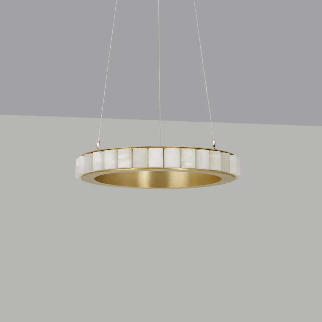 Orion Double Ring Alabaster Chandelier - Blowlighting