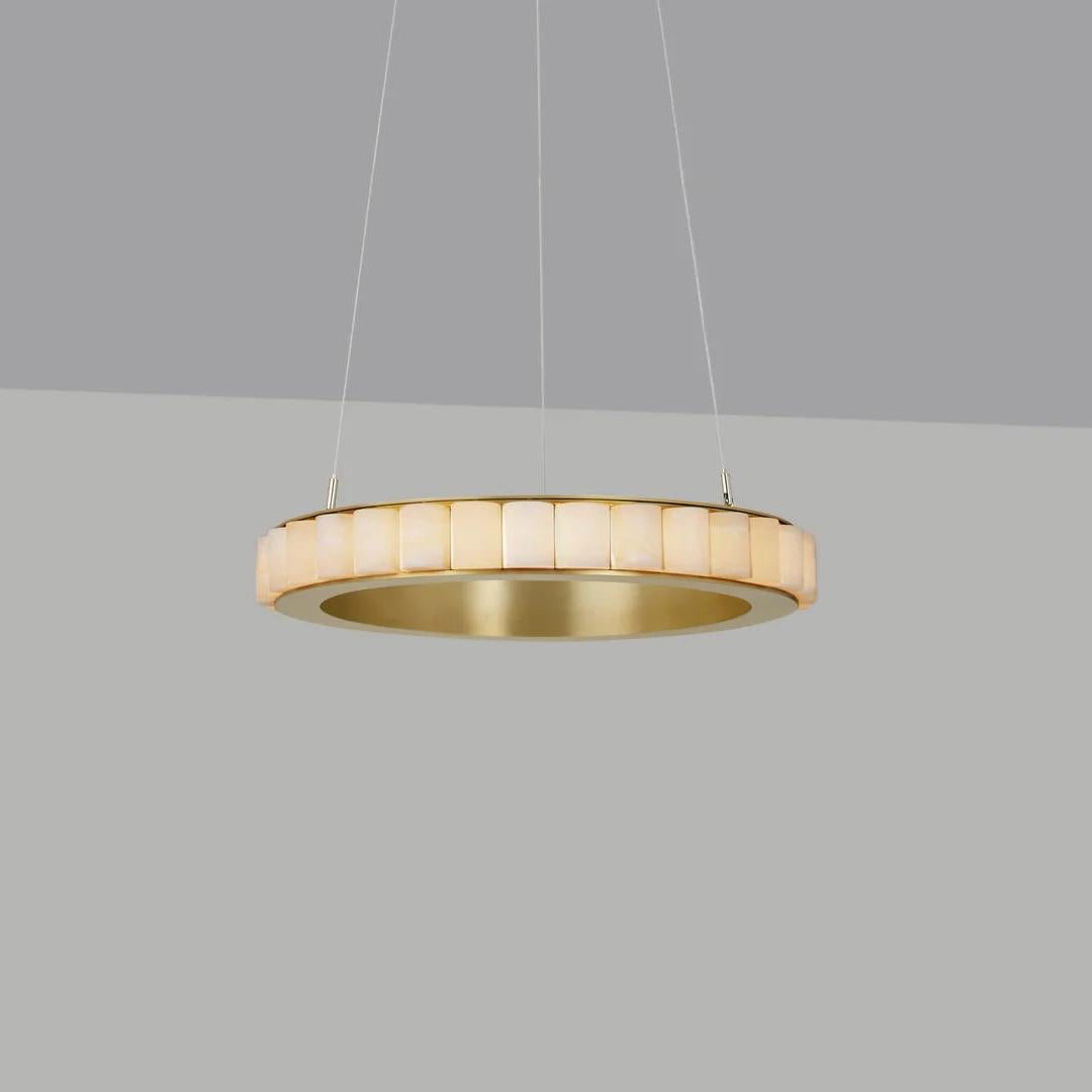 Orion Double Ring Alabaster Chandelier - Blowlighting
