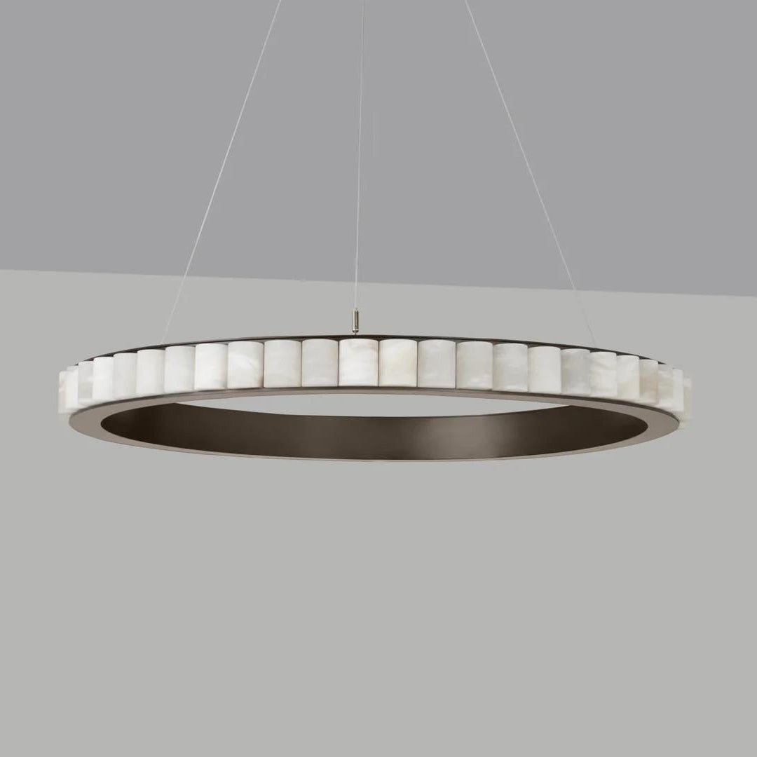 Orion Double Ring Alabaster Chandelier - Blowlighting