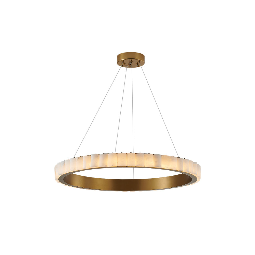 Orion Double Ring Alabaster Chandelier - Blowlighting