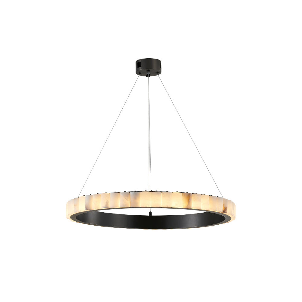 Orion Double Ring Alabaster Chandelier - Blowlighting