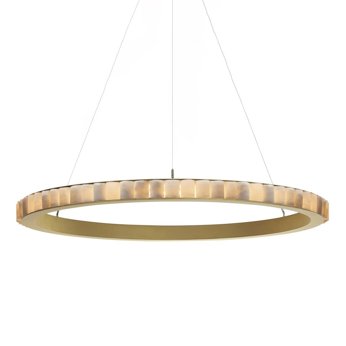 Orion Double Ring Alabaster Chandelier - Blowlighting