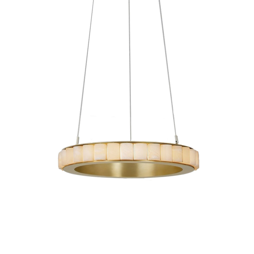 Orion Double Ring Alabaster Chandelier - Blowlighting