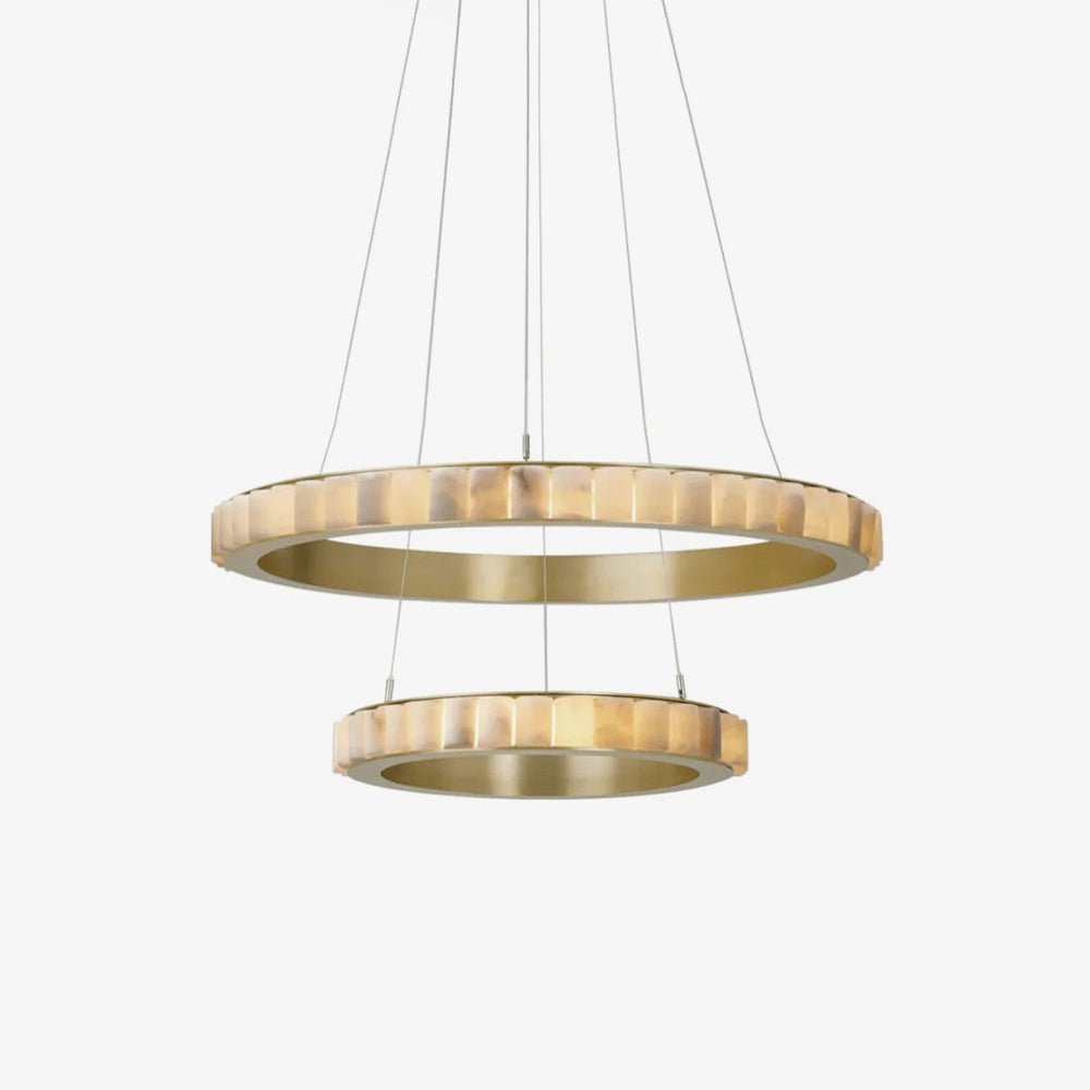 Orion Double Ring Alabaster Chandelier - Blowlighting