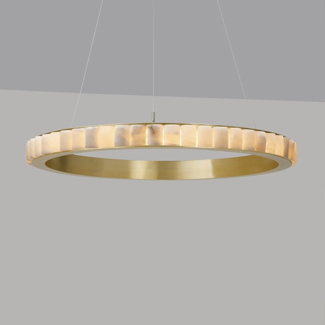 Orion Double Ring Alabaster Chandelier - Blowlighting