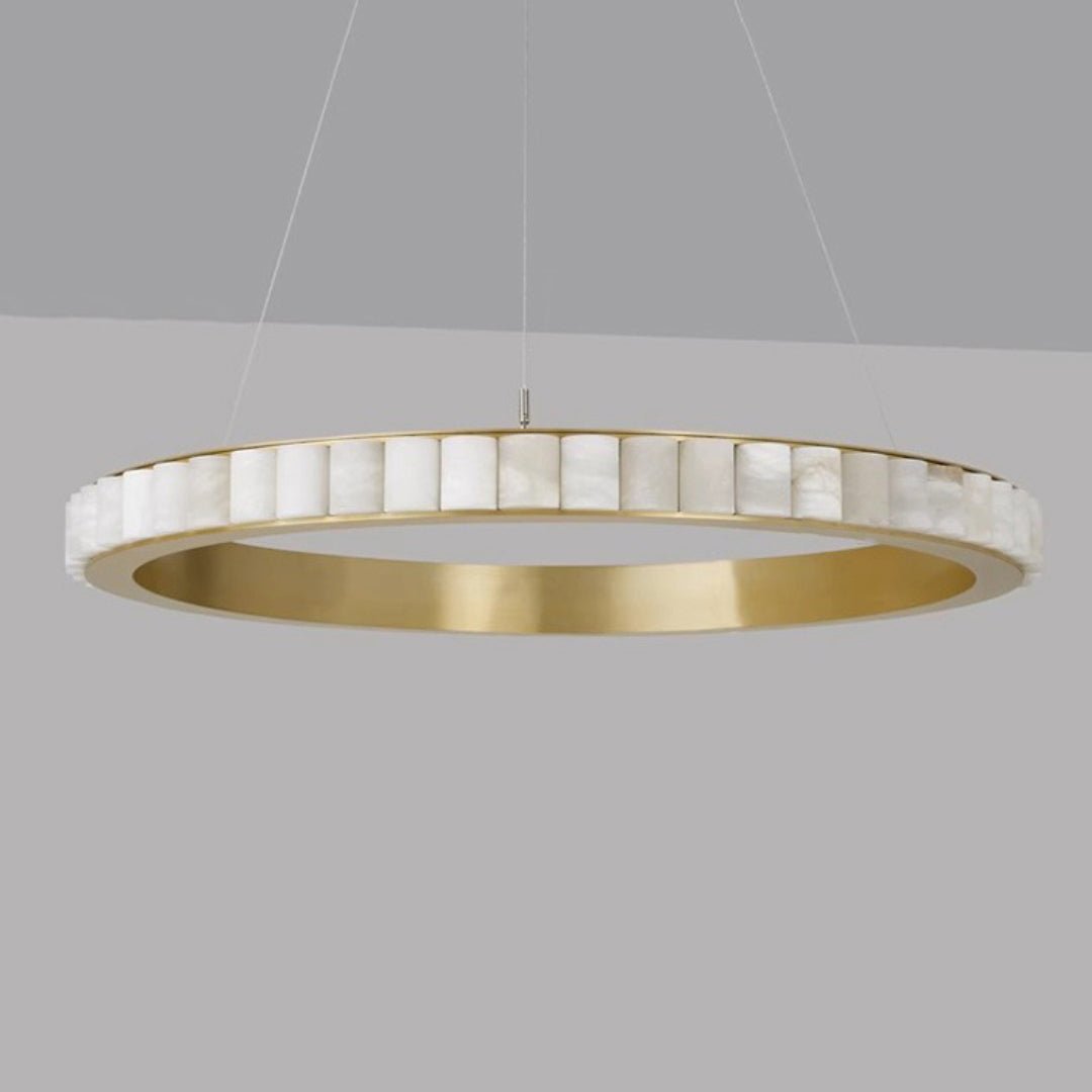 Orion Double Ring Alabaster Chandelier - Blowlighting