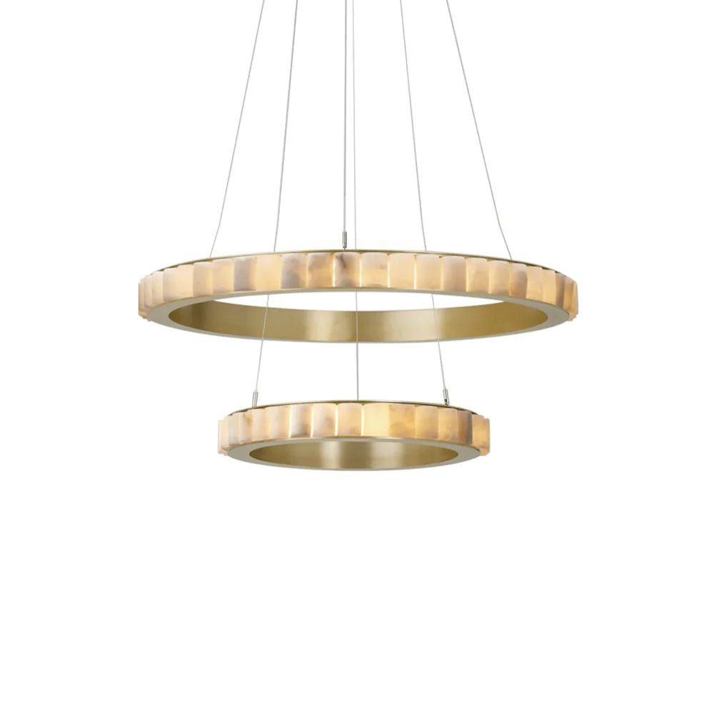 Orion Double Ring Alabaster Chandelier - Blowlighting