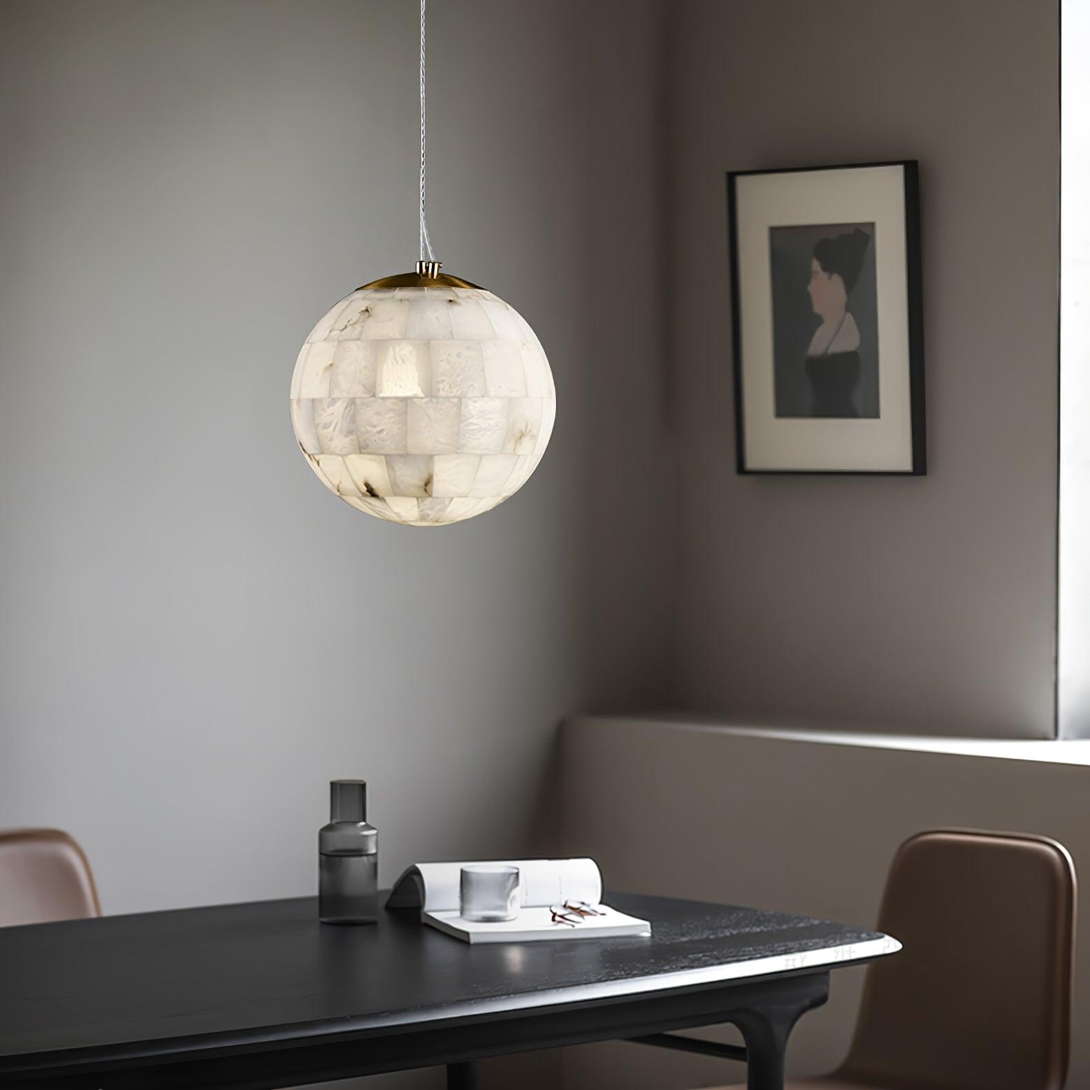 Isolde Alabaster Globe Pendant Light - Blowlighting