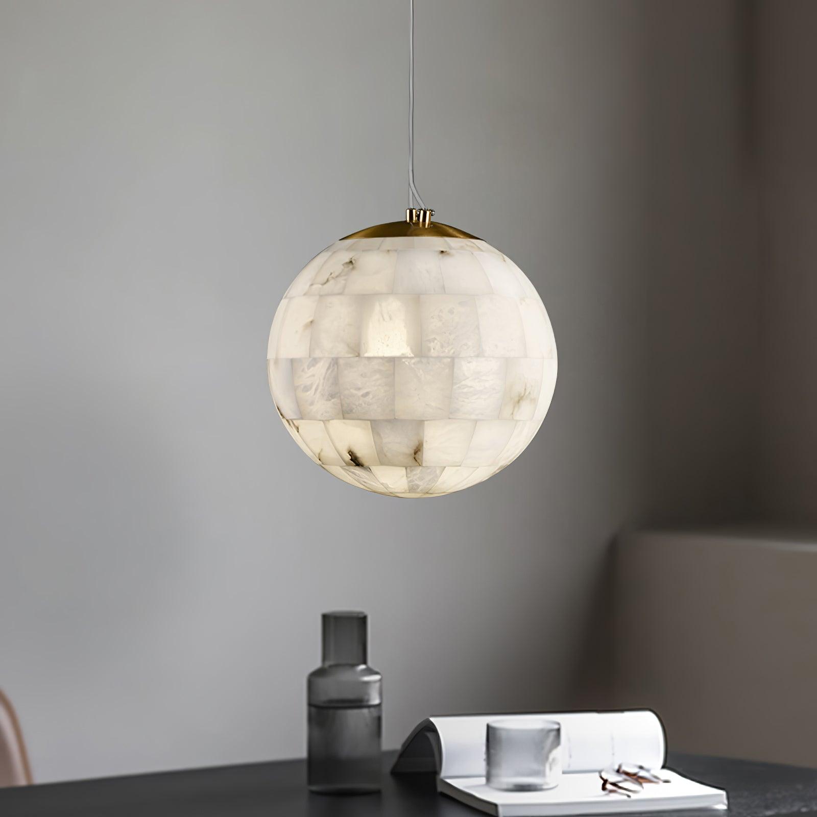 Isolde Alabaster Globe Pendant Light - Blowlighting