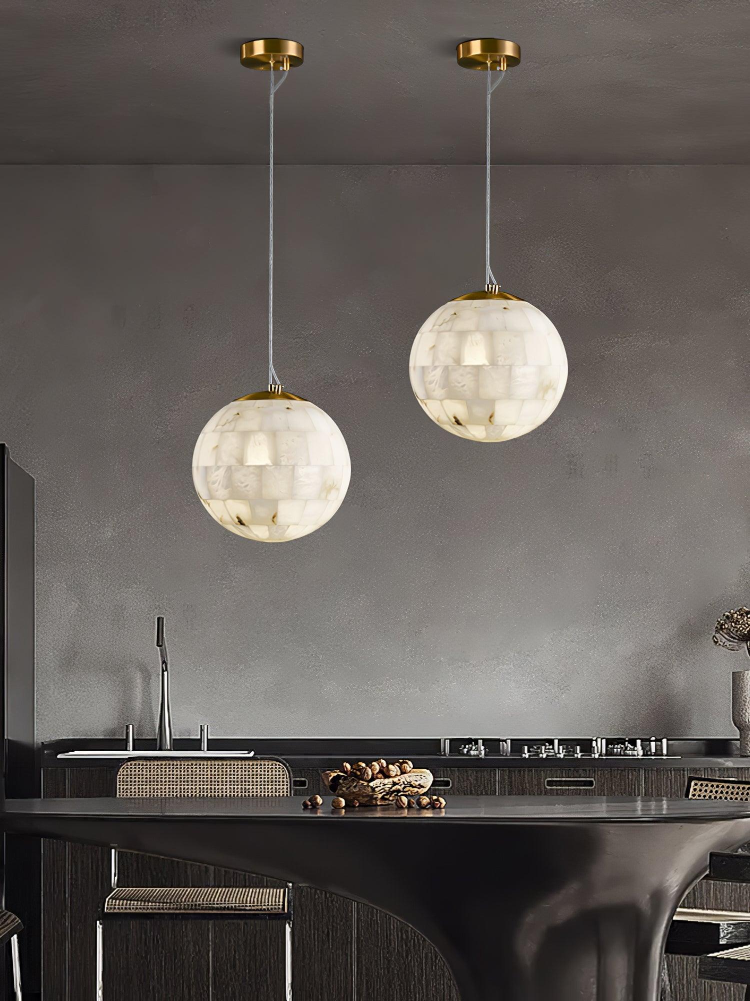 Isolde Alabaster Globe Pendant Light - Blowlighting