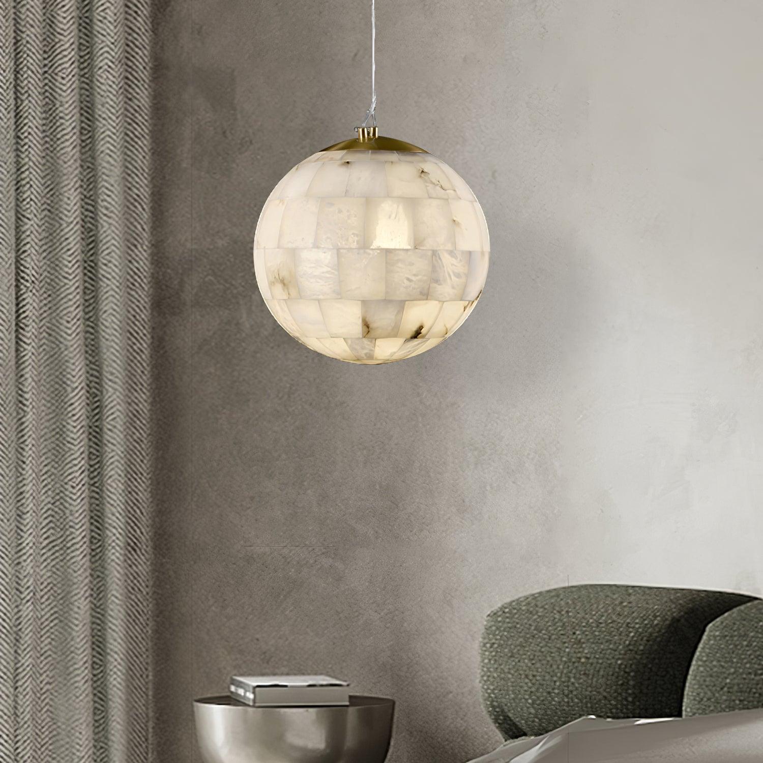 Isolde Alabaster Globe Pendant Light - Blowlighting