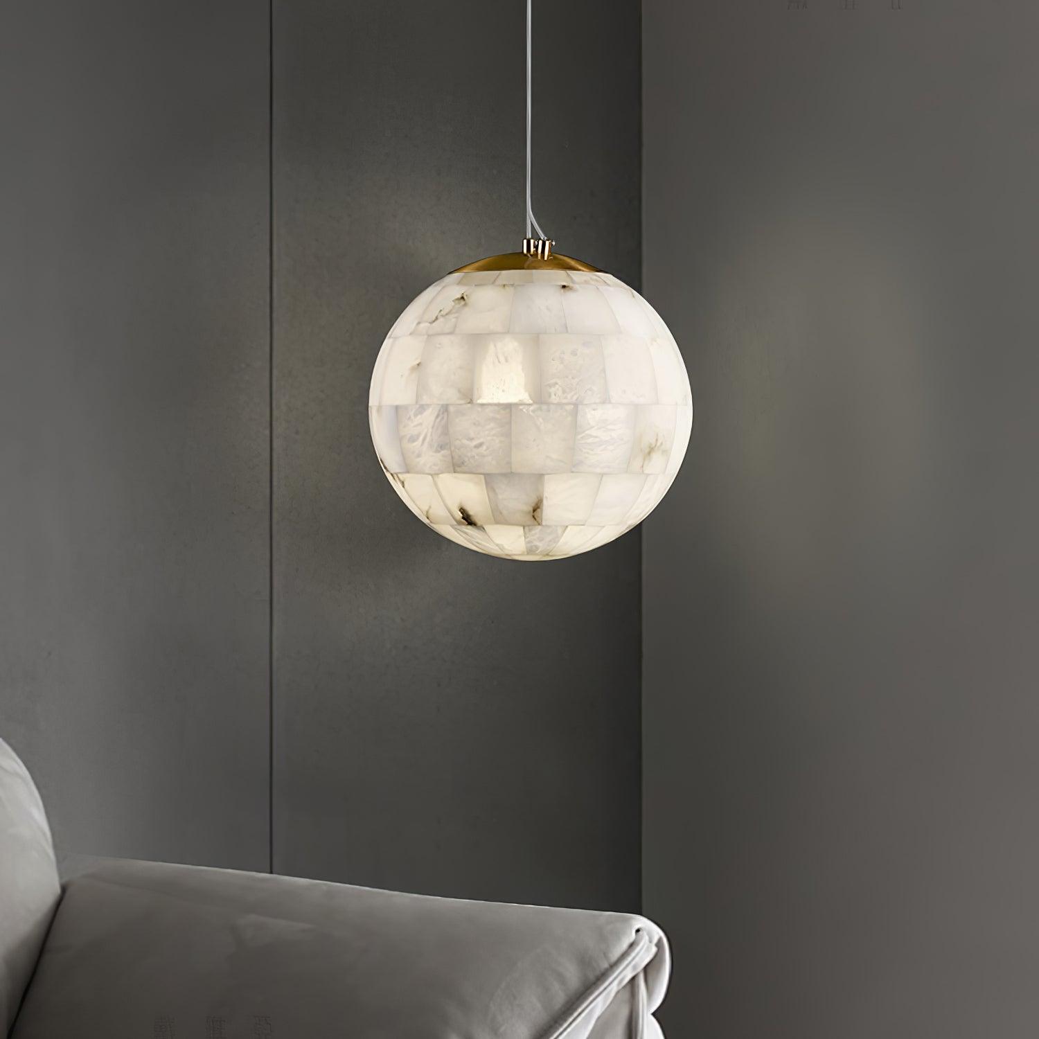 Isolde Alabaster Globe Pendant Light - Blowlighting