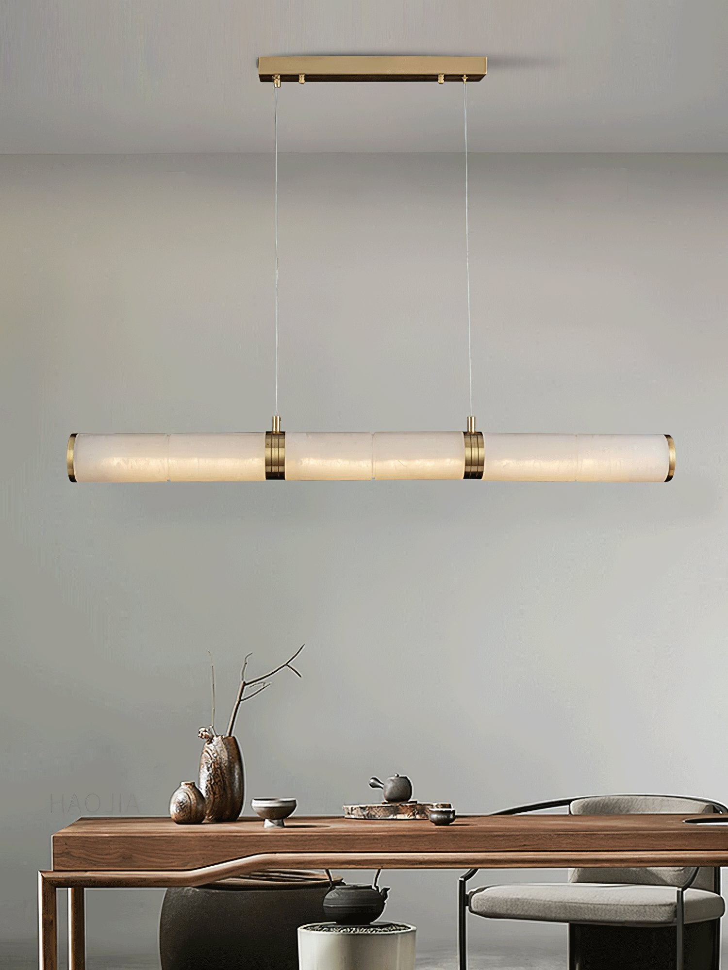 Eira Minimalist Alabaster Linear Pendant Light - Blowlighting
