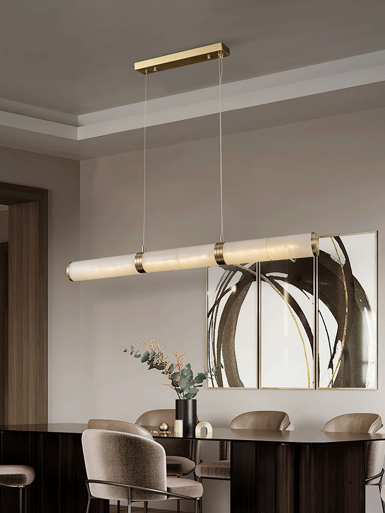 Eira Minimalist Alabaster Linear Pendant Light - Blowlighting
