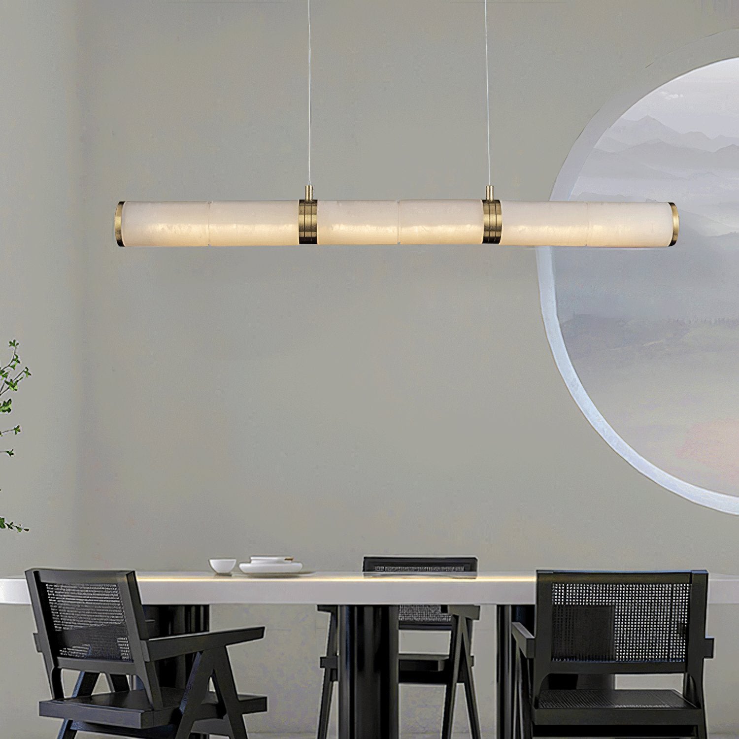 Eira Minimalist Alabaster Linear Pendant Light - Blowlighting