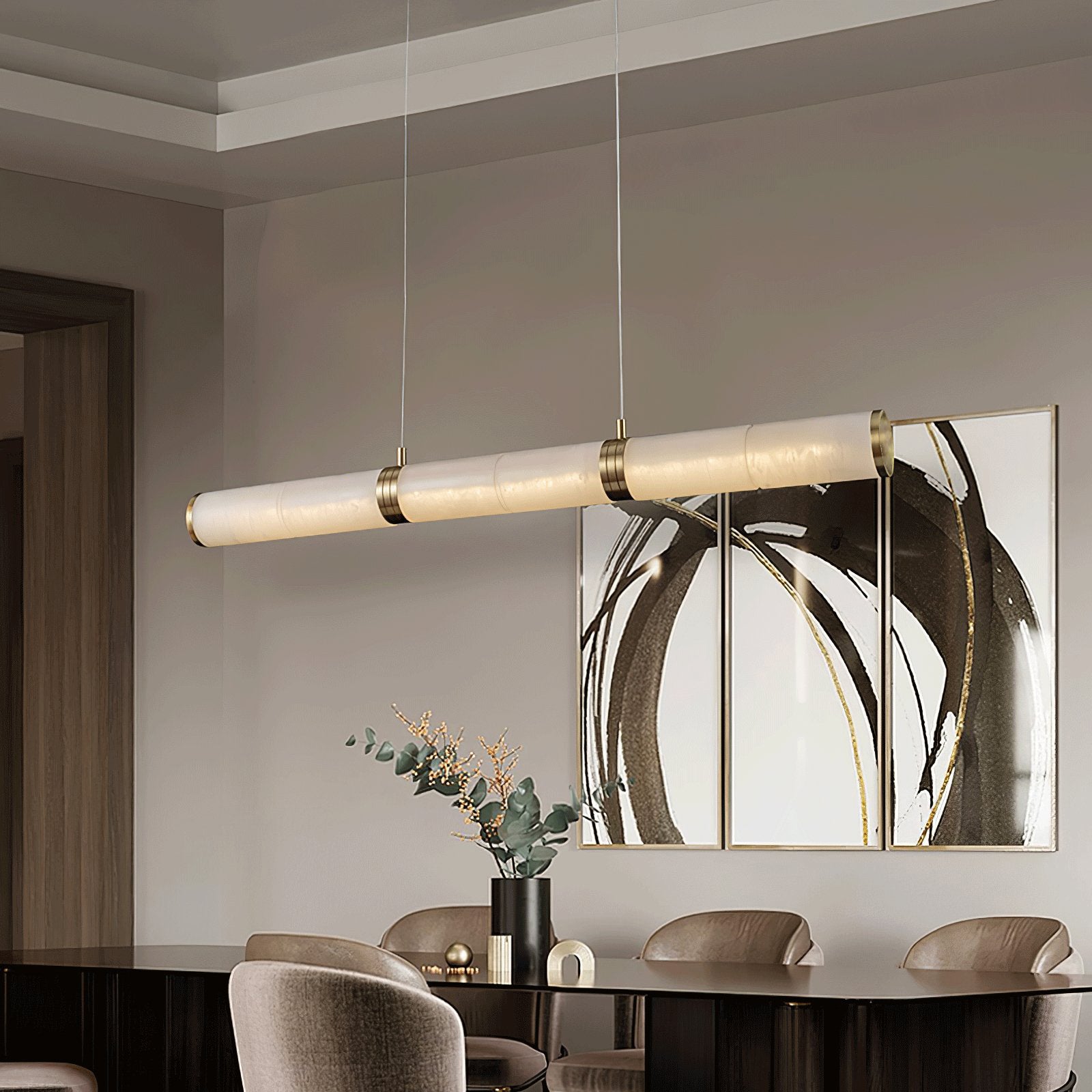Eira Minimalist Alabaster Linear Pendant Light - Blowlighting