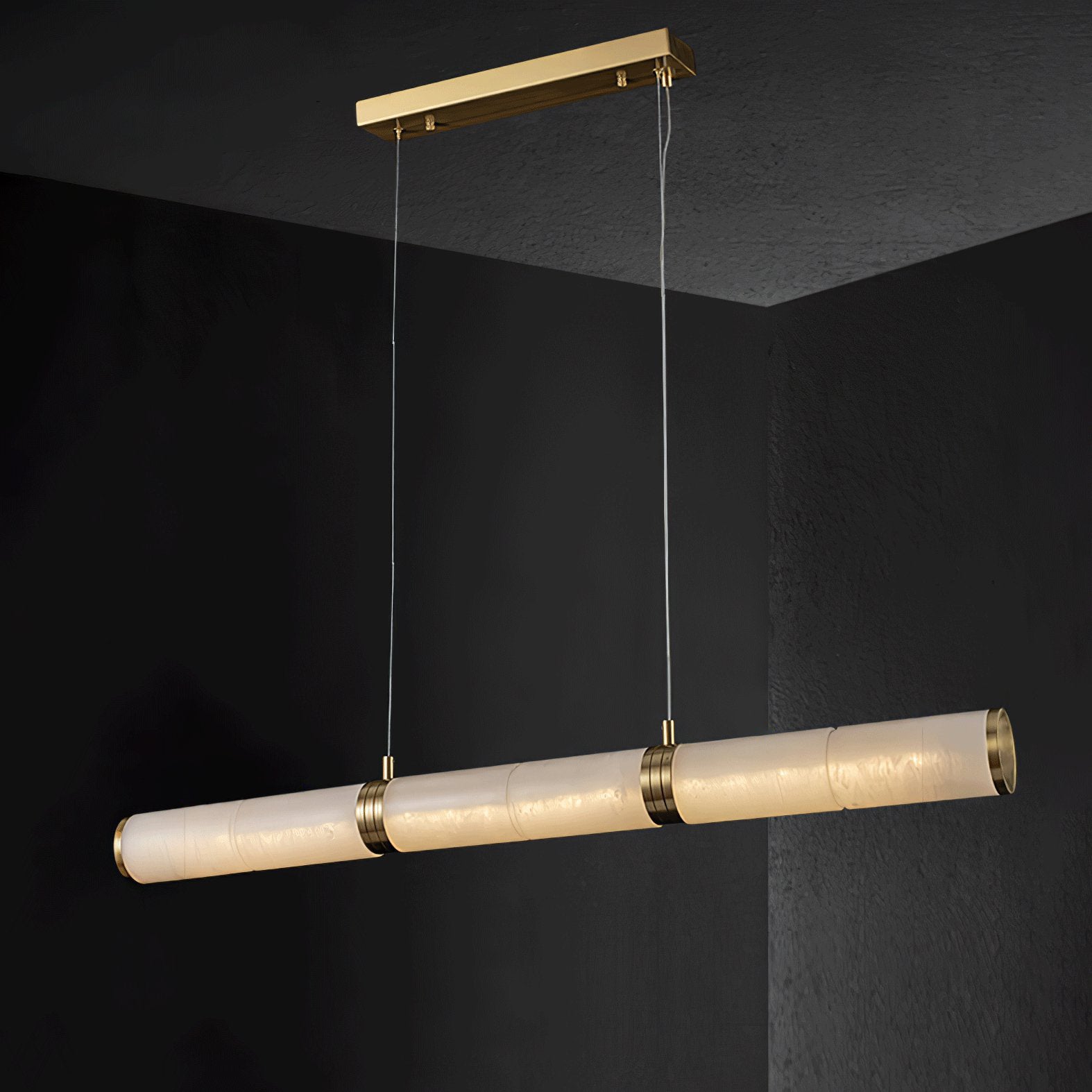 Eira Minimalist Alabaster Linear Pendant Light - Blowlighting