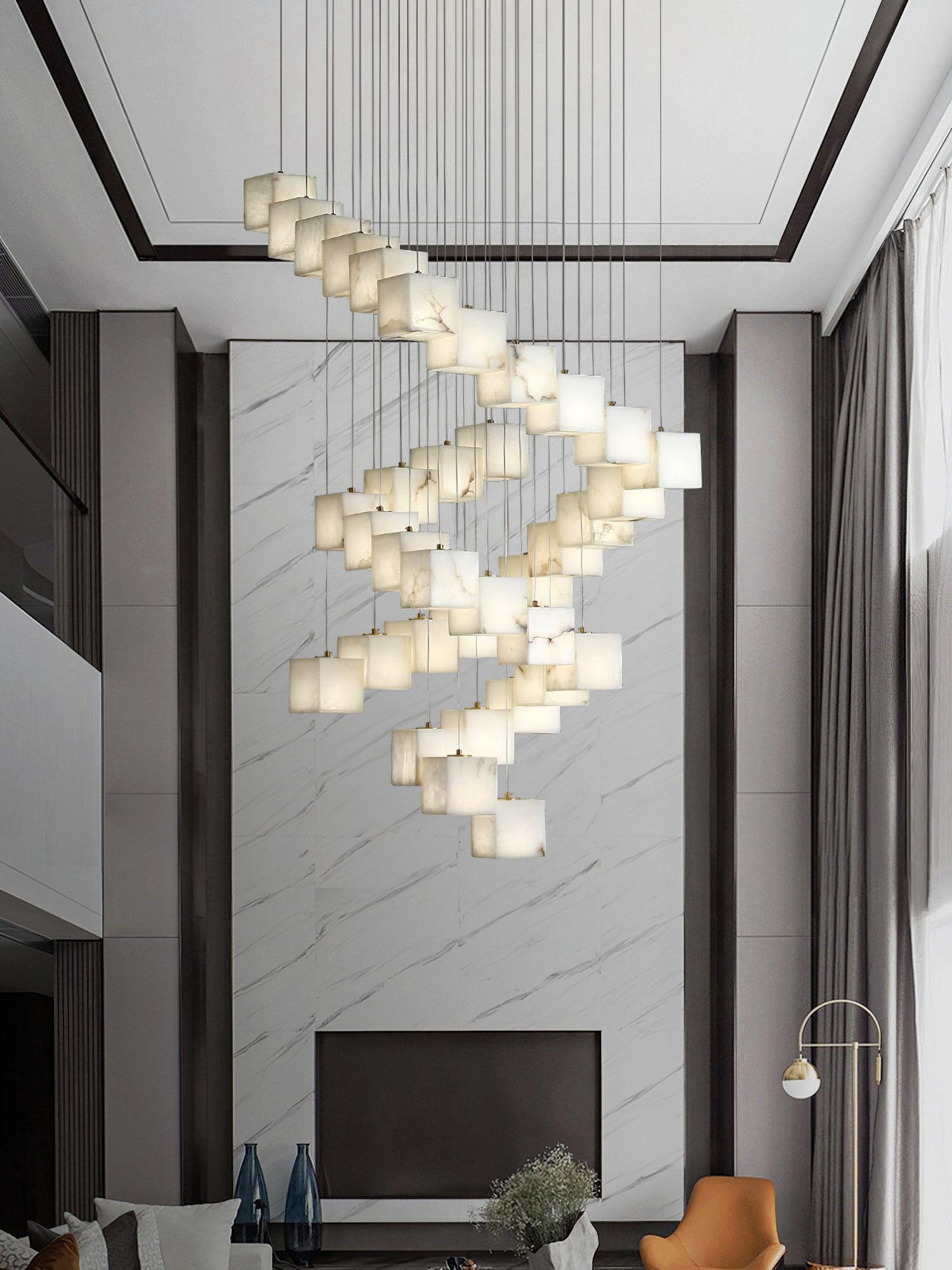 Eurraeel Alabaster Spiral Chandelier - Blowlighting