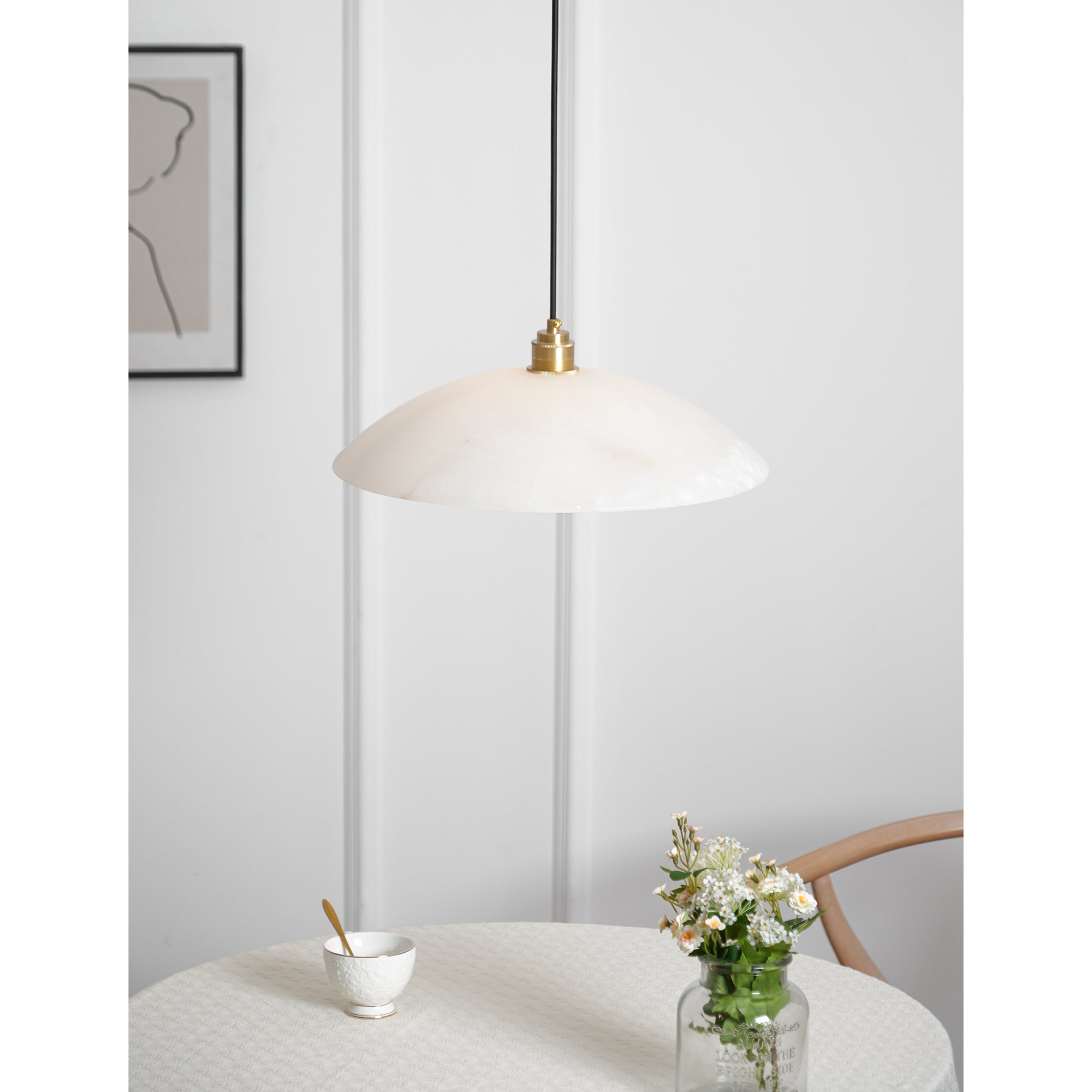 Nerea Minimalist Alabaster Pendant Light - Blowlighting