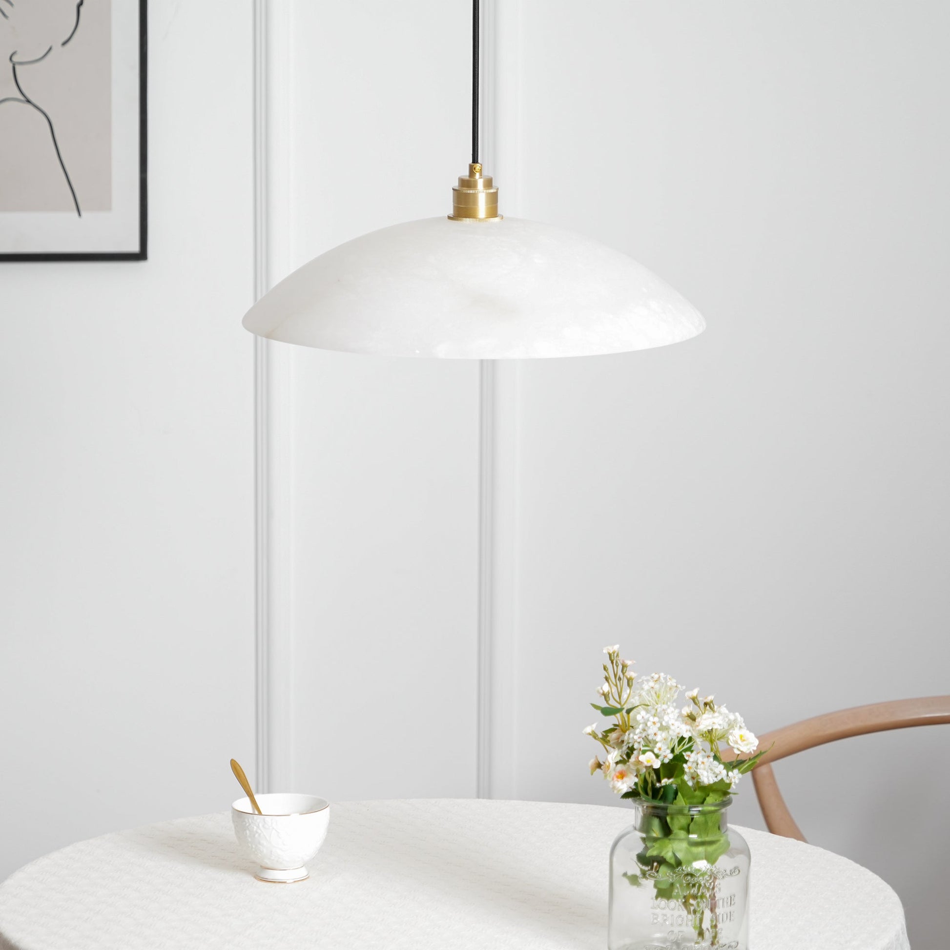 Nerea Minimalist Alabaster Pendant Light - Blowlighting