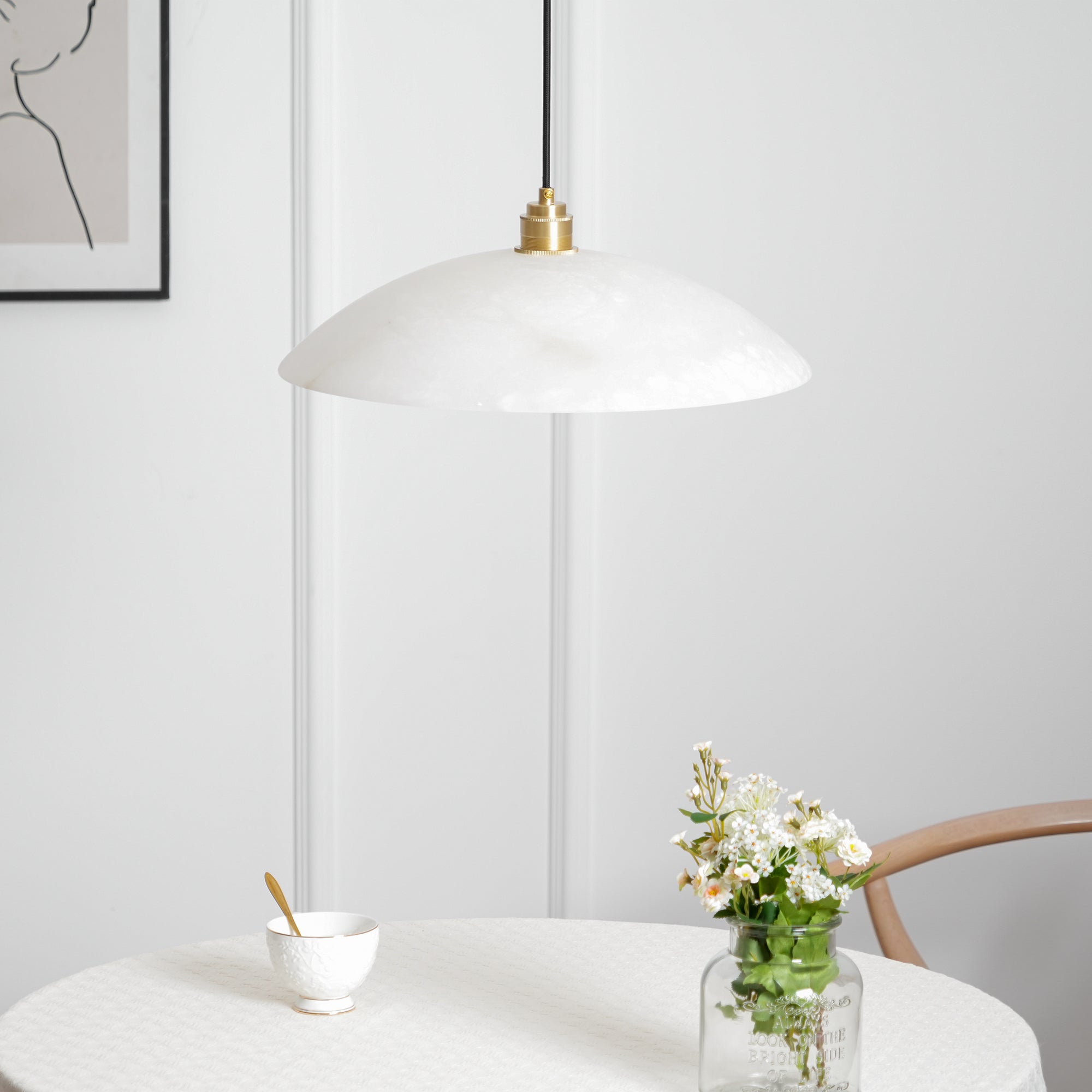 Nerea Minimalist Alabaster Pendant Light - Blowlighting