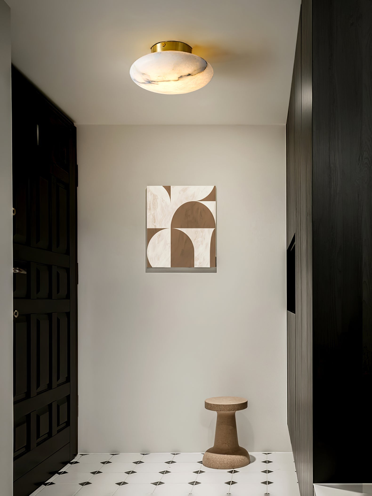 Vanorara Minimalist Alabaster Flush Mount Light - Blowlighting