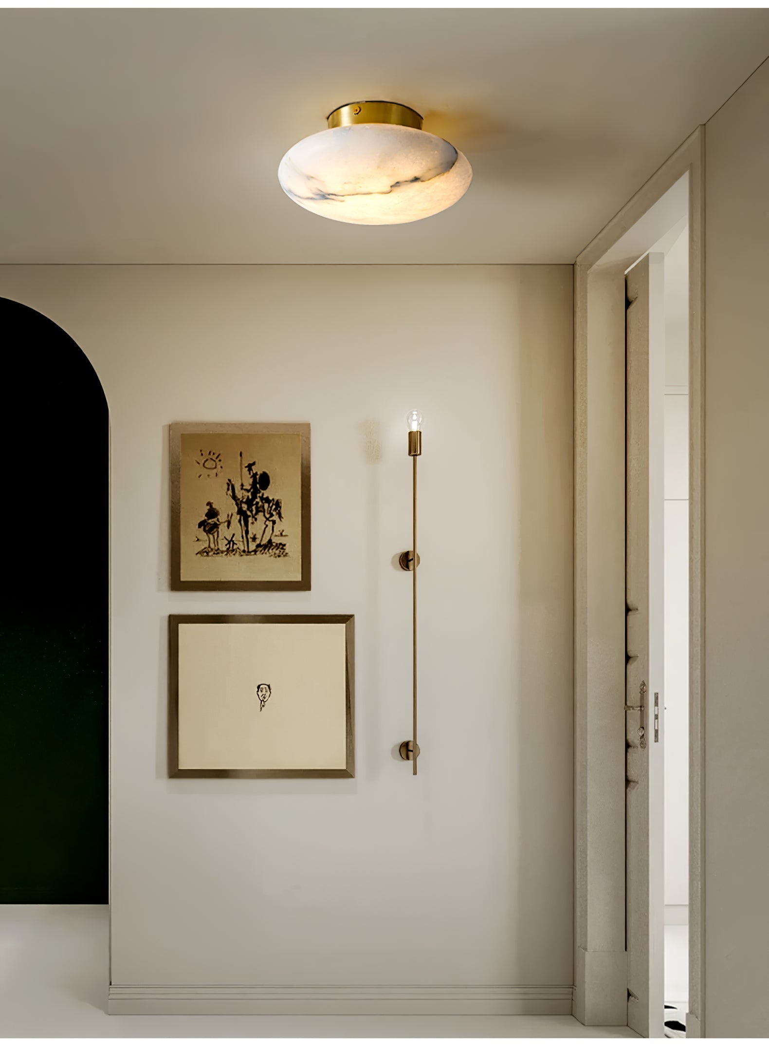 Vanorara Minimalist Alabaster Flush Mount Light - Blowlighting