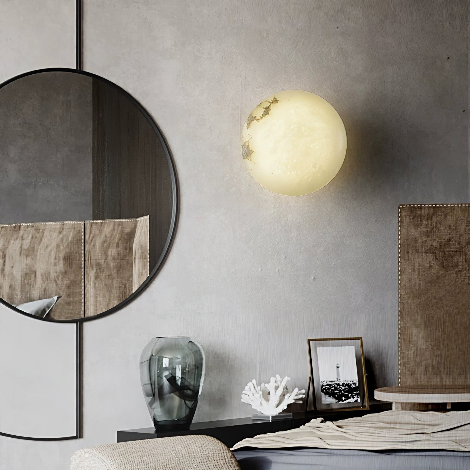 Vanorara Minimalist Alabaster Flush Mount Light - Blowlighting