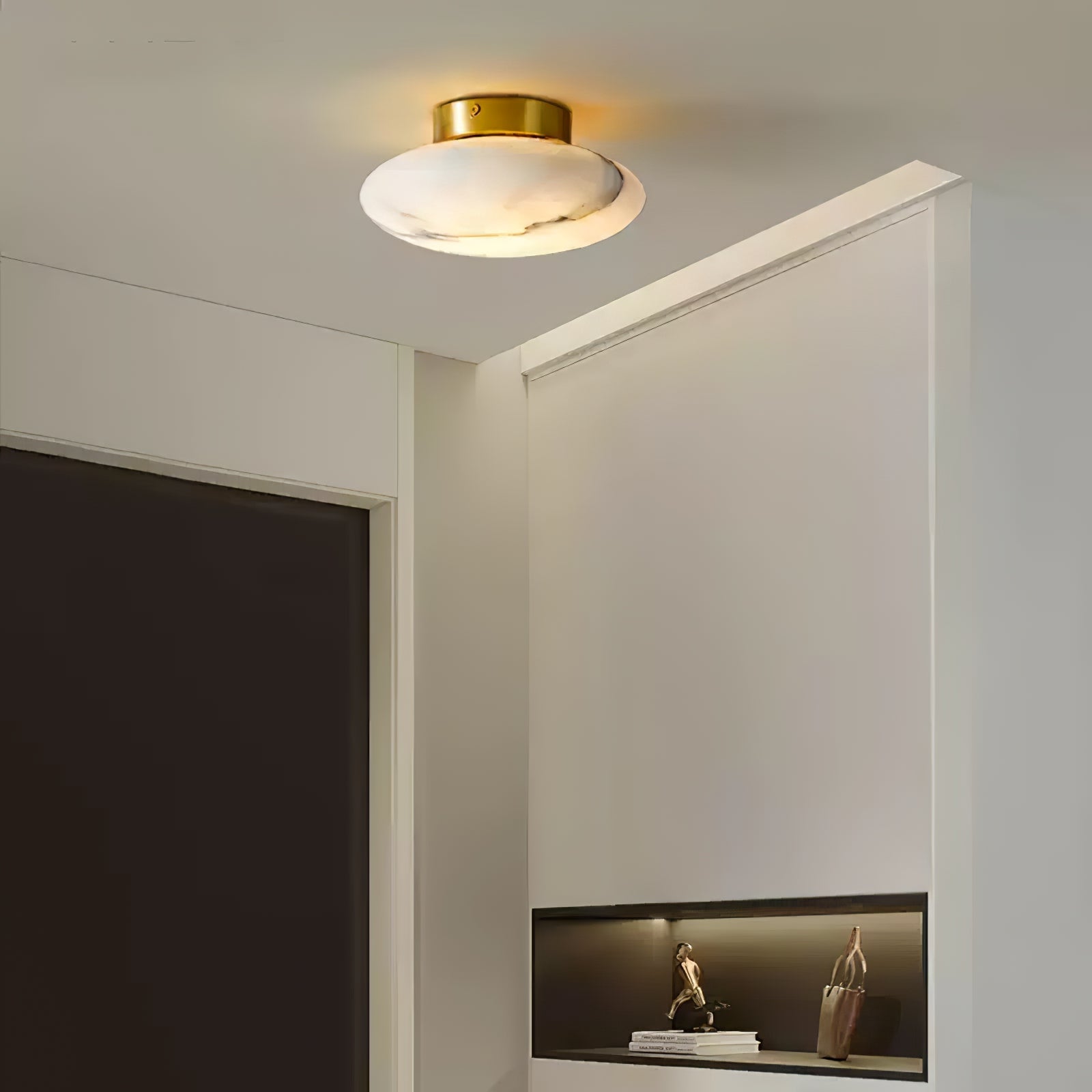 Vanorara Minimalist Alabaster Flush Mount Light - Blowlighting