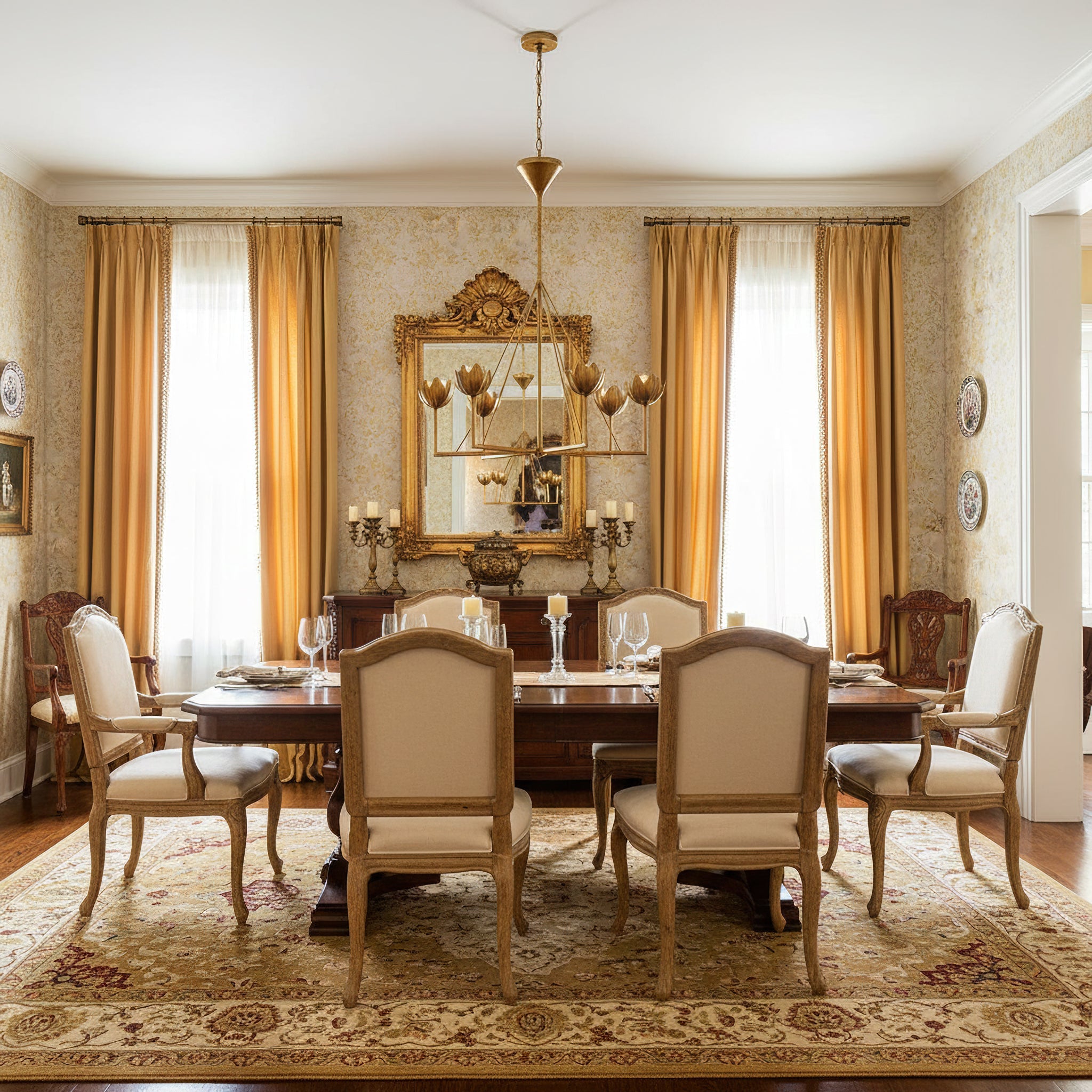 Alberto Vintage Brass Chandelier