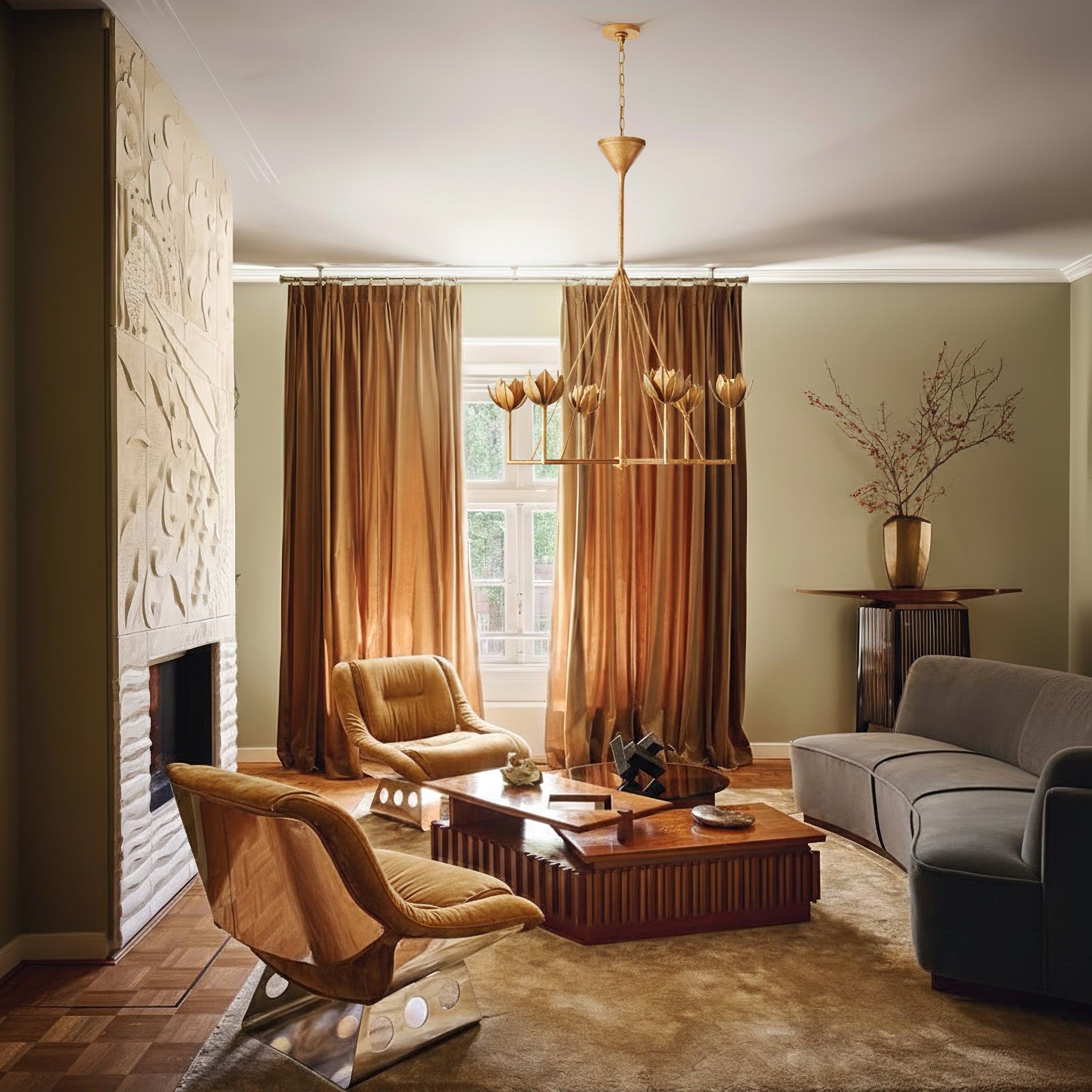 Alberto Vintage Brass Chandelier