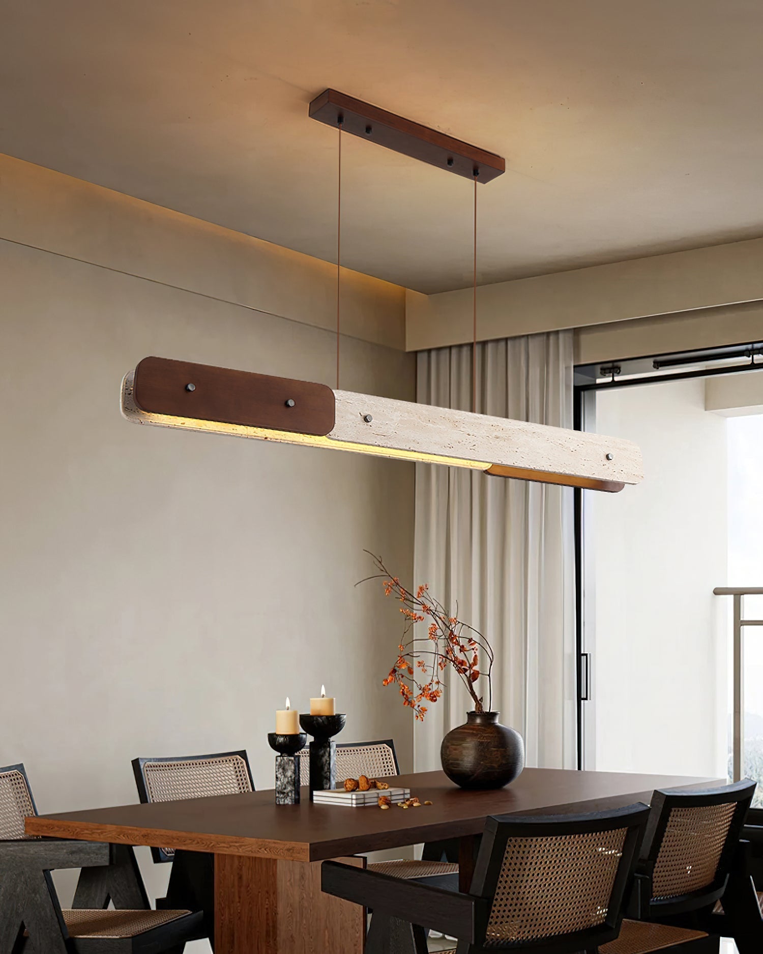Aluet Minimalist Wood Linear Chandelier