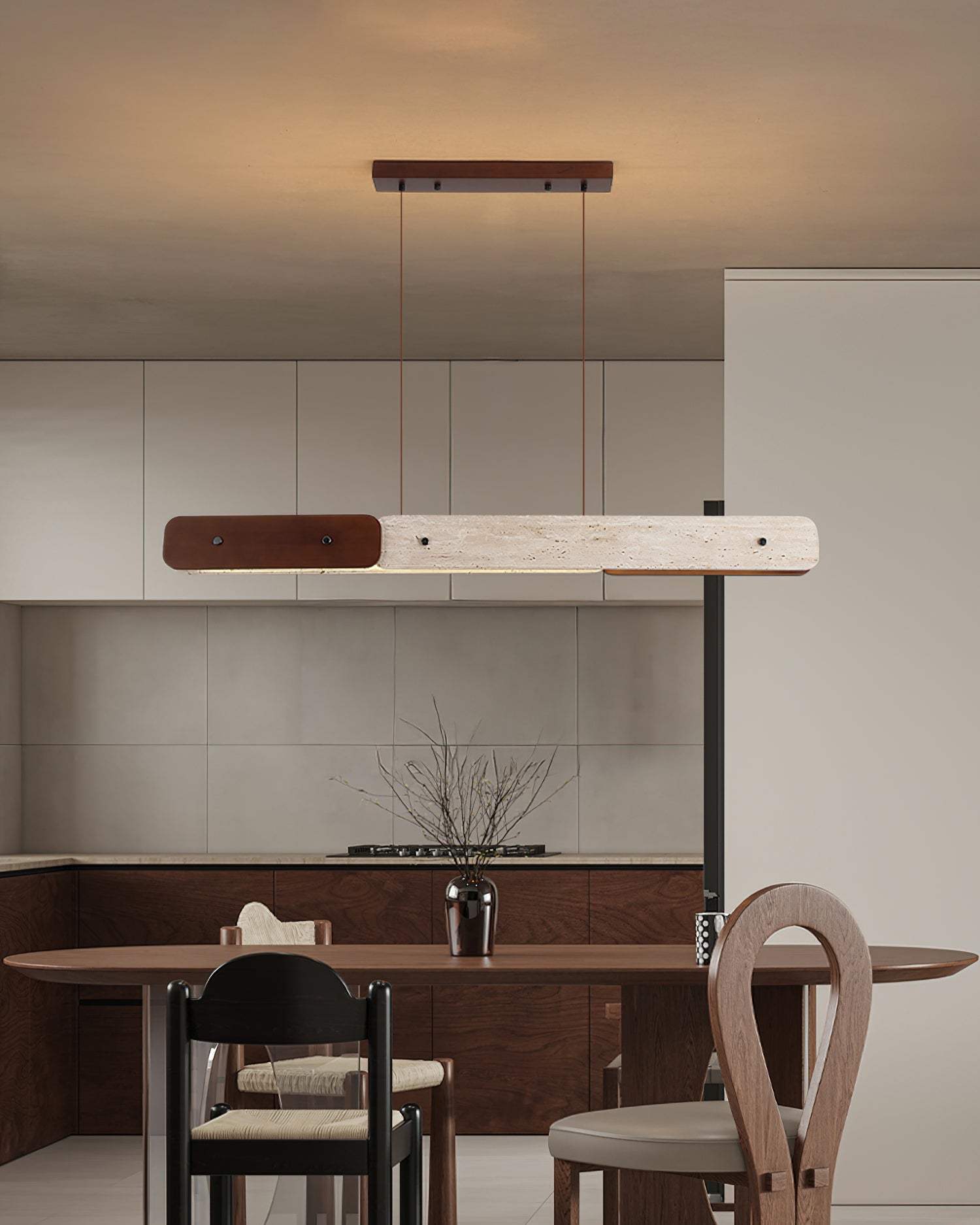 Aluet Minimalist Wood Linear Chandelier