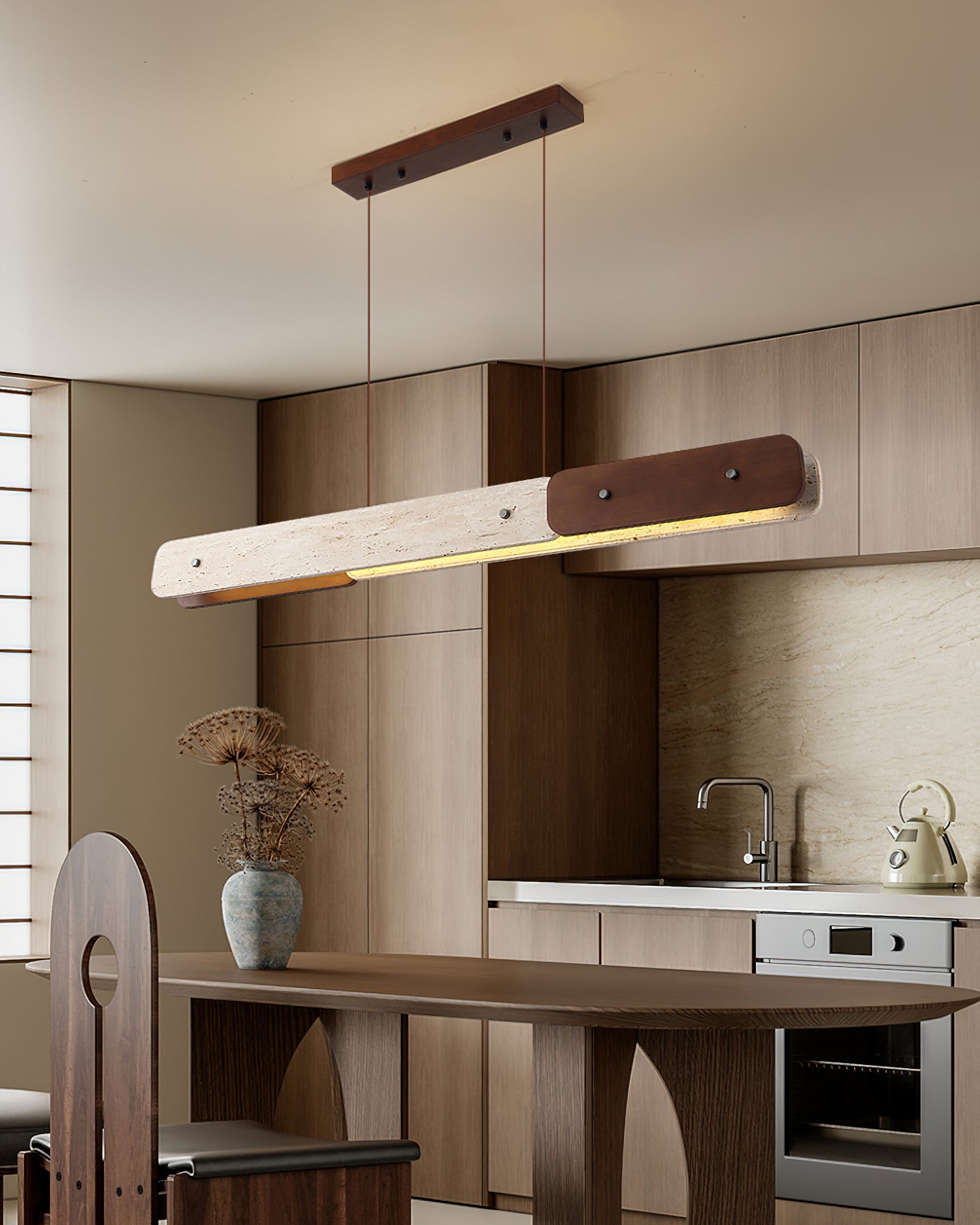 Aluet Minimalist Wood Linear Chandelier