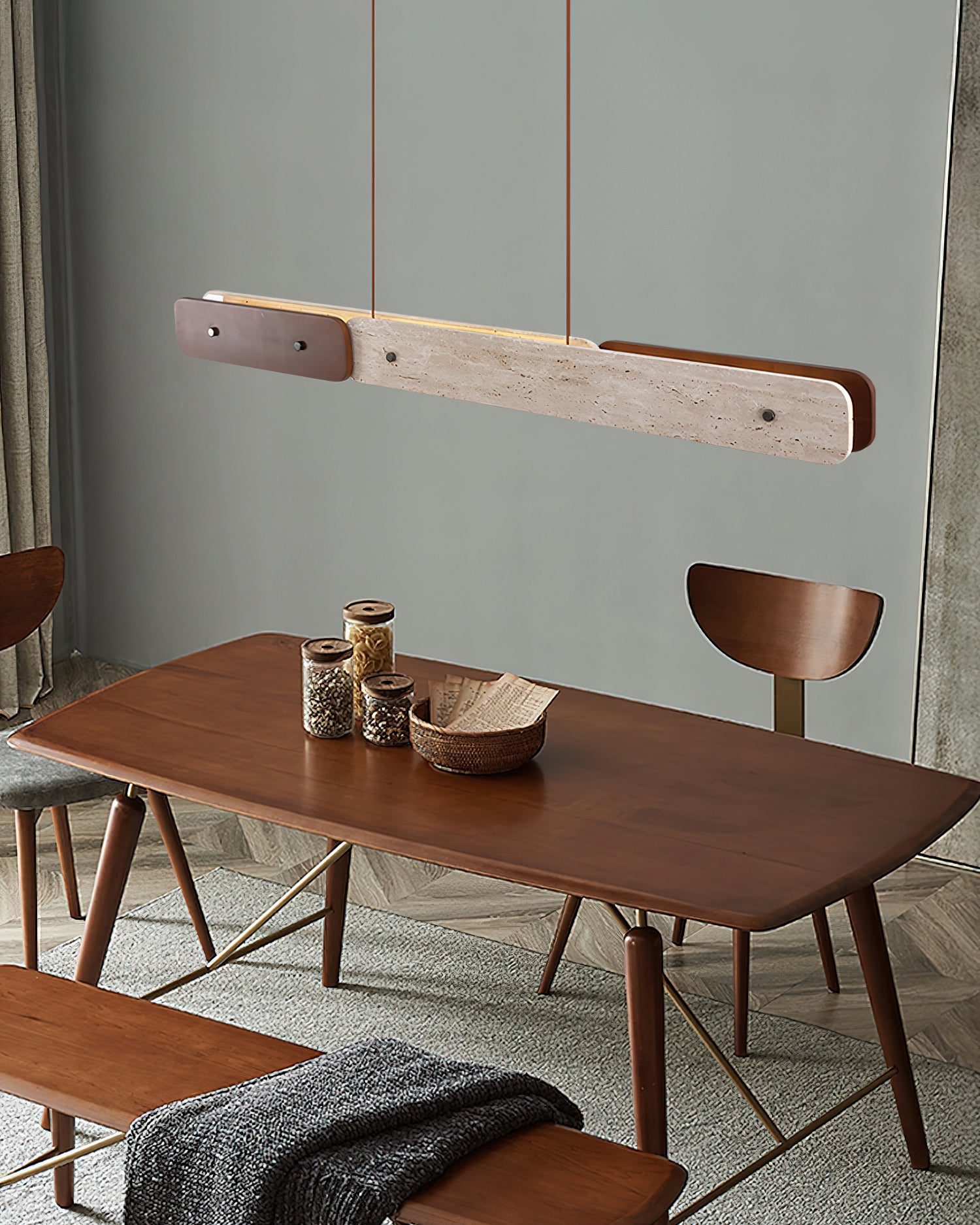 Aluet Minimalist Wood Linear Chandelier