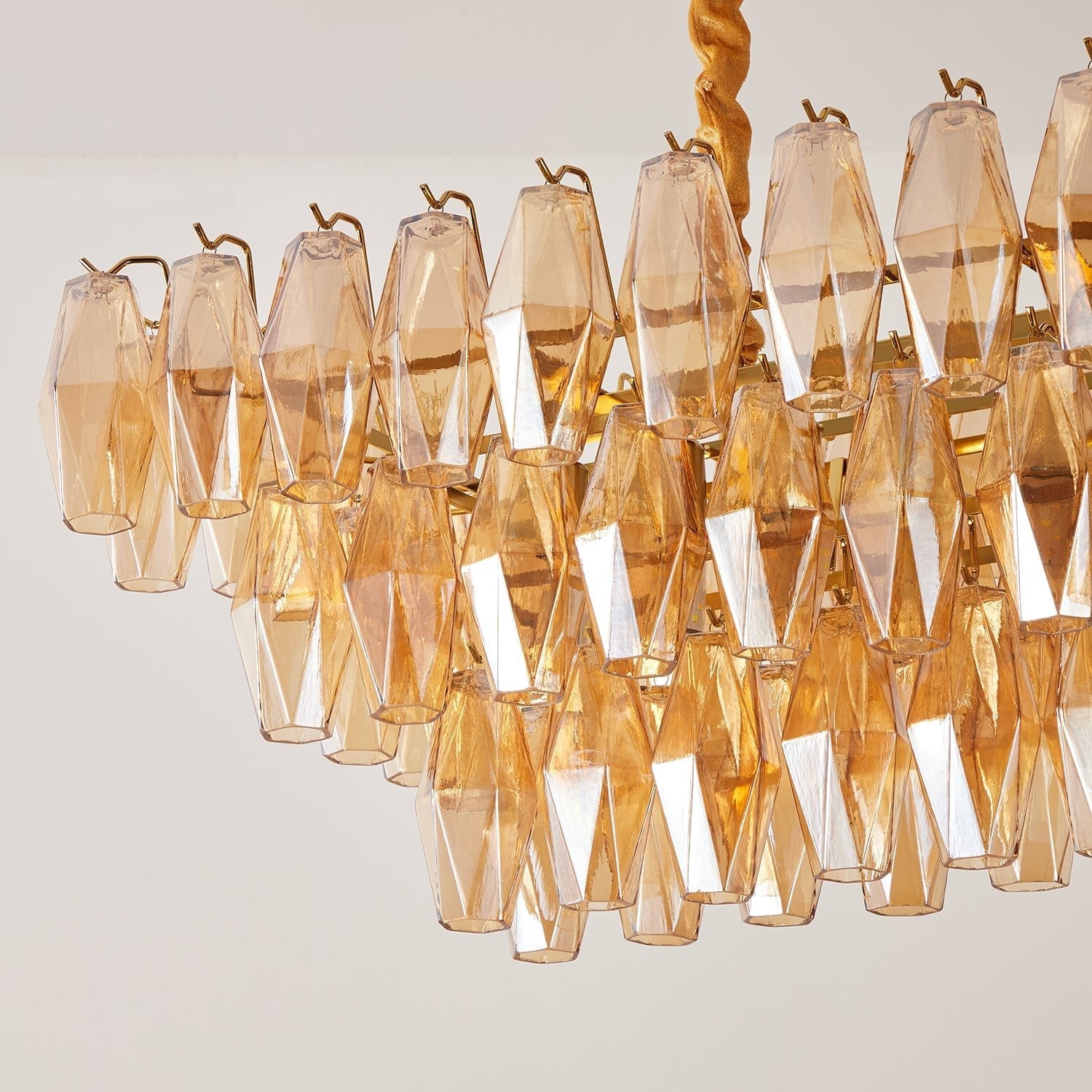 Aurora Chandelier Amber Prism Glass Rectangular Layered - Blowlighting