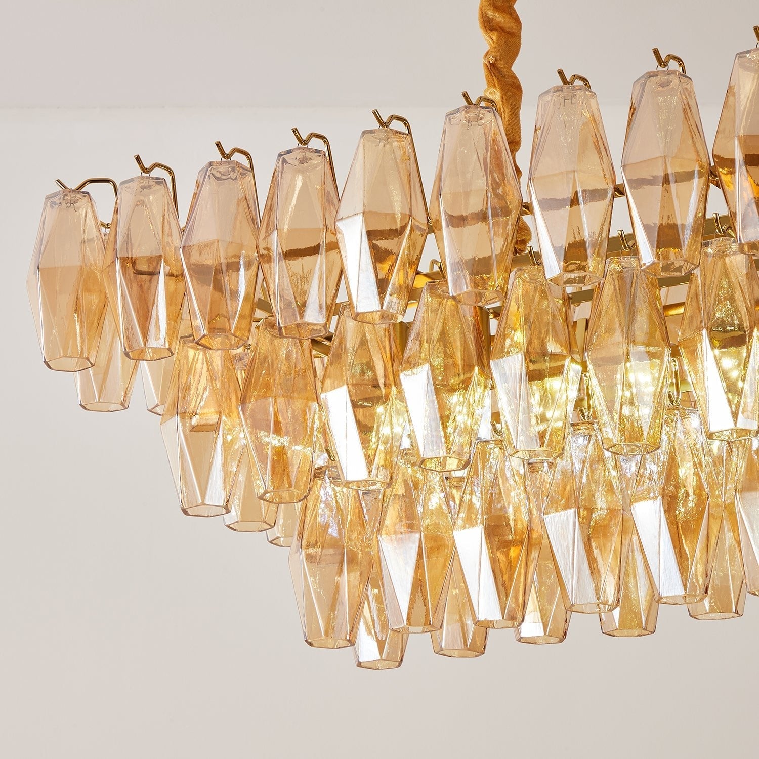 Aurora Chandelier Amber Prism Glass Rectangular Layered - Blowlighting