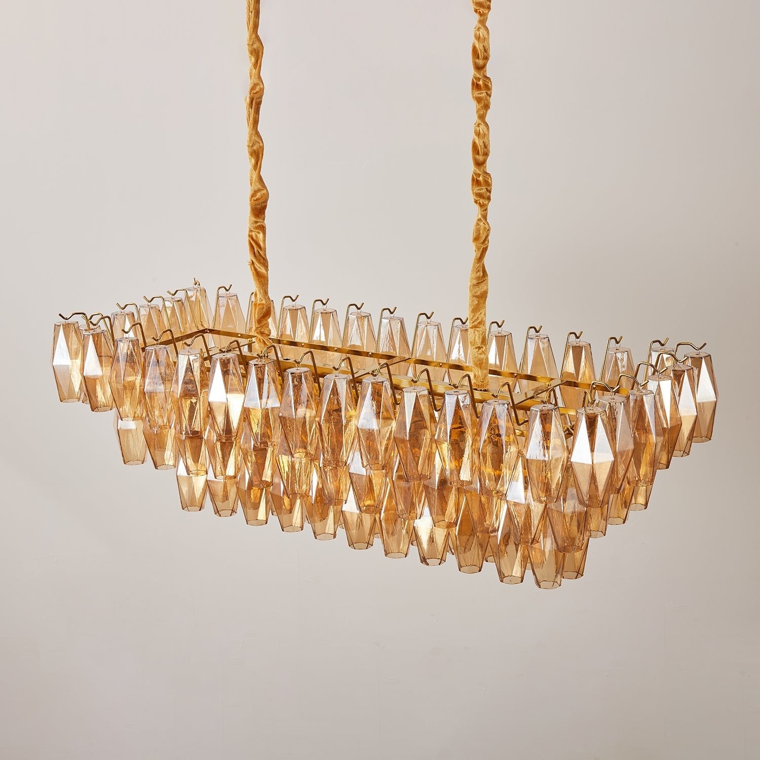 Aurora Chandelier Amber Prism Glass Rectangular Layered - Blowlighting
