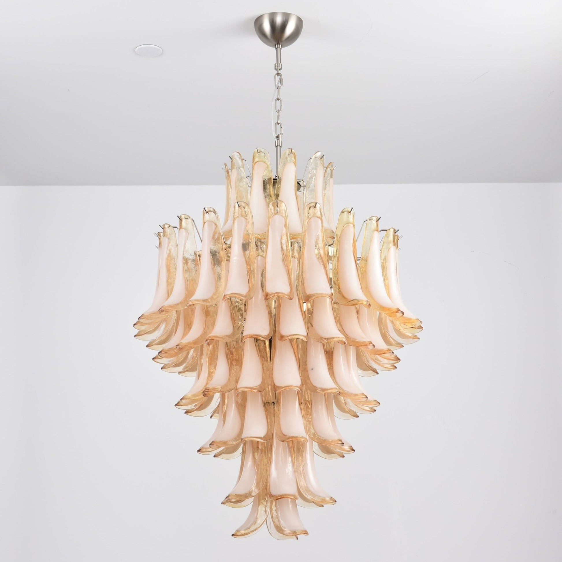 Aurora Chandelier Amber Murano Glass Petal Layered Luxury - Blowlighting